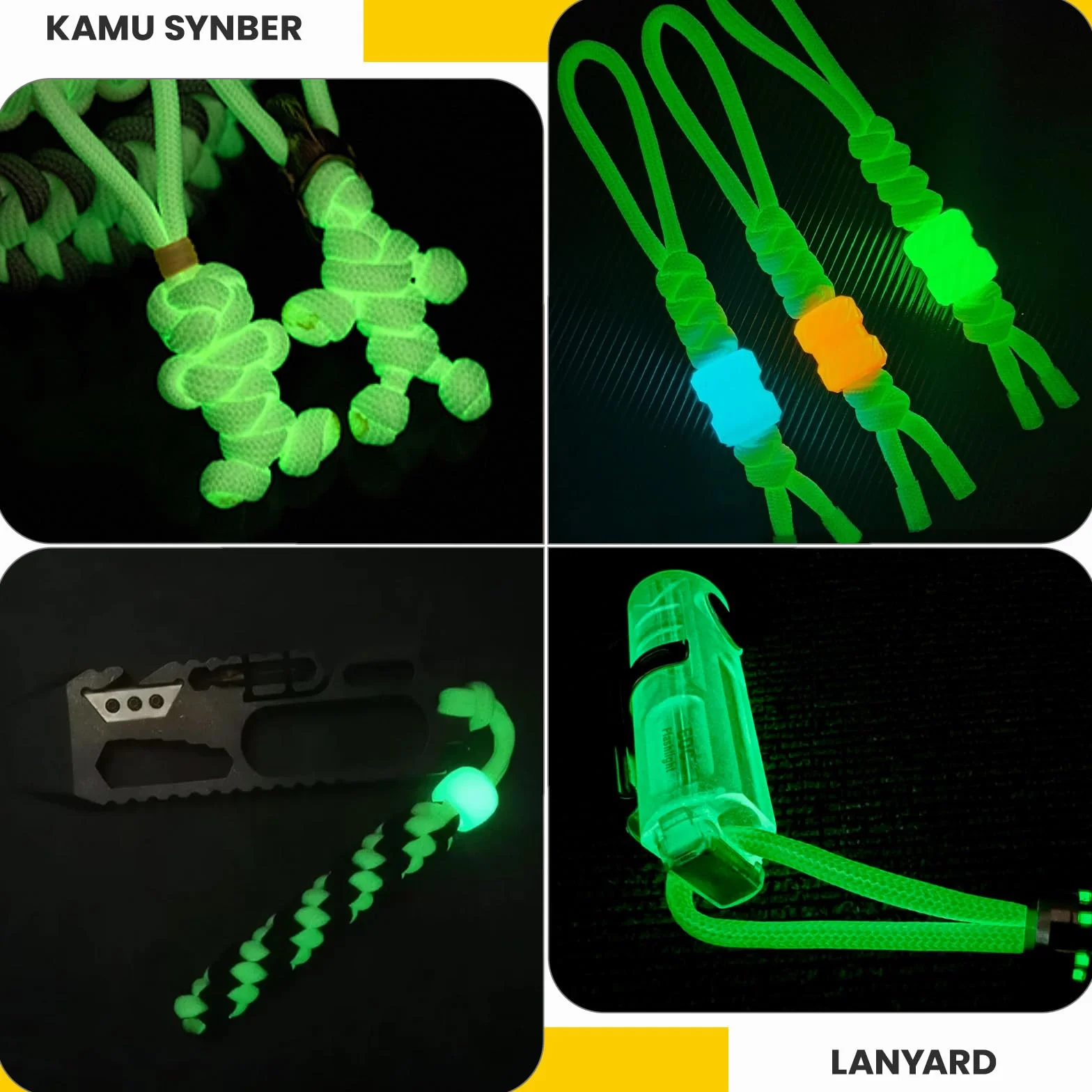 Paracorde Fluorescente 550 4mm 30m 9 Brins Lumineuse Corde Camping Pêche 250kg Blanc