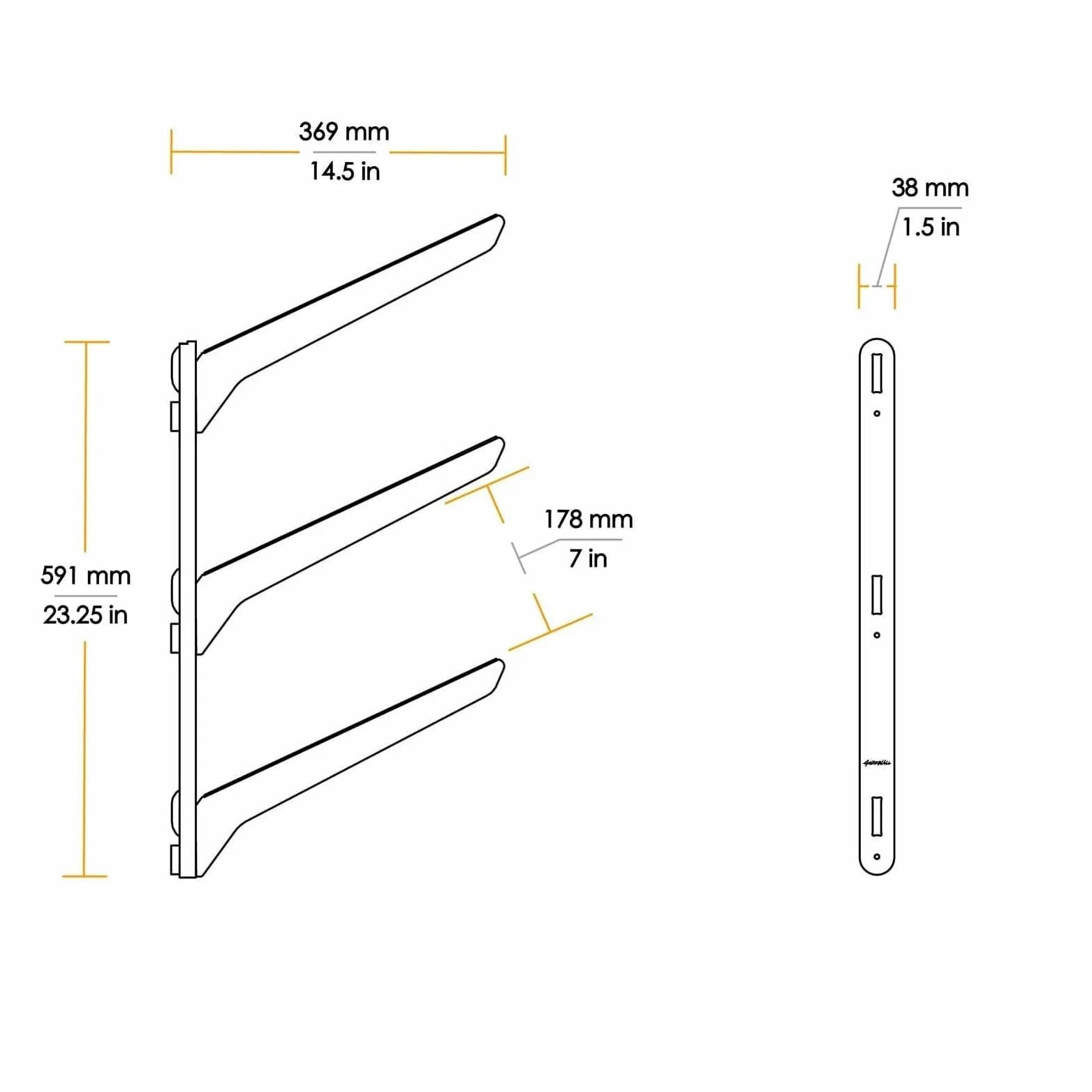 GNARWALL Multirack Support mural pour 4 planches de surf, snowboards, kitesurfing Windsurfing ou SUP Gris