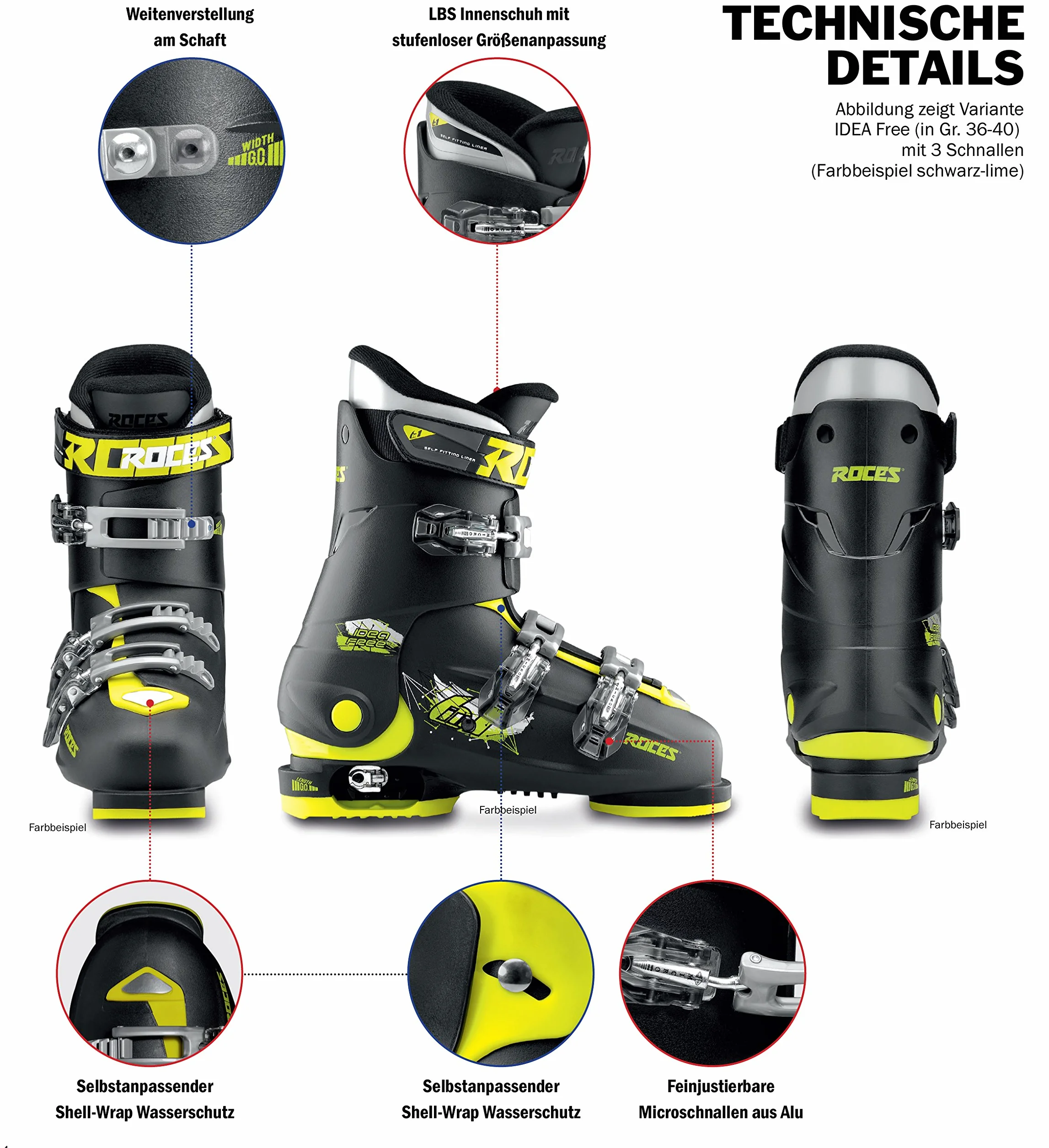 Roces Atomic Patins Idea Up 16–18,5 Enfants réglable Chaussures de Ski