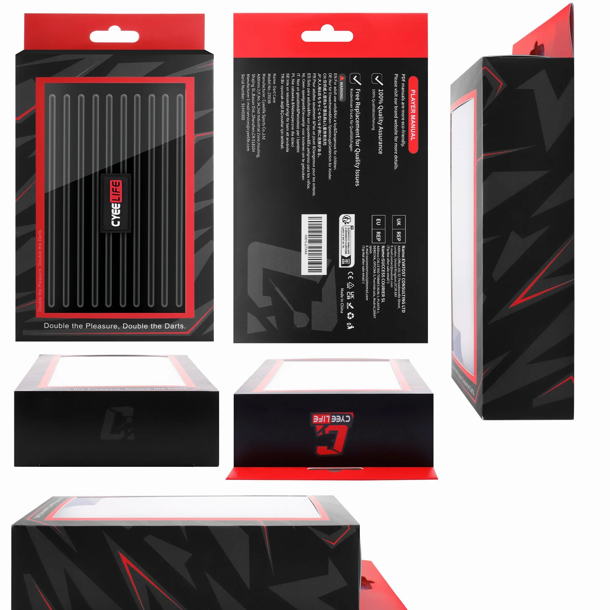 CyeeLife Set de Fléchettes Professionnel 20g Acier avec Dart Case, 6 Tiges Alu, 12 Vols, 20 Anneaux Anti-Dévisageage