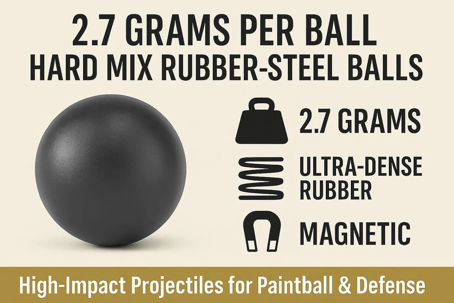 Rubber Steel Balls Paintballs Reballs 50 Cal. Pistols Home Defense