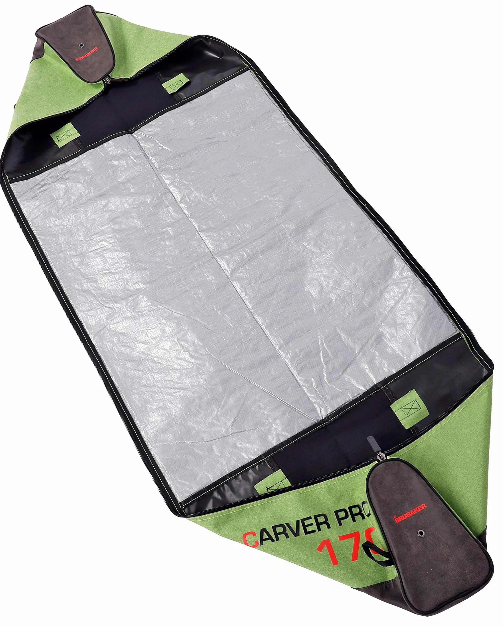 BRUBAKER Set de Ski Carver Performance Housse à Skis Sac Chaussures 1 Paire Skis Bâtons Chaussures Casque Vert Noir
