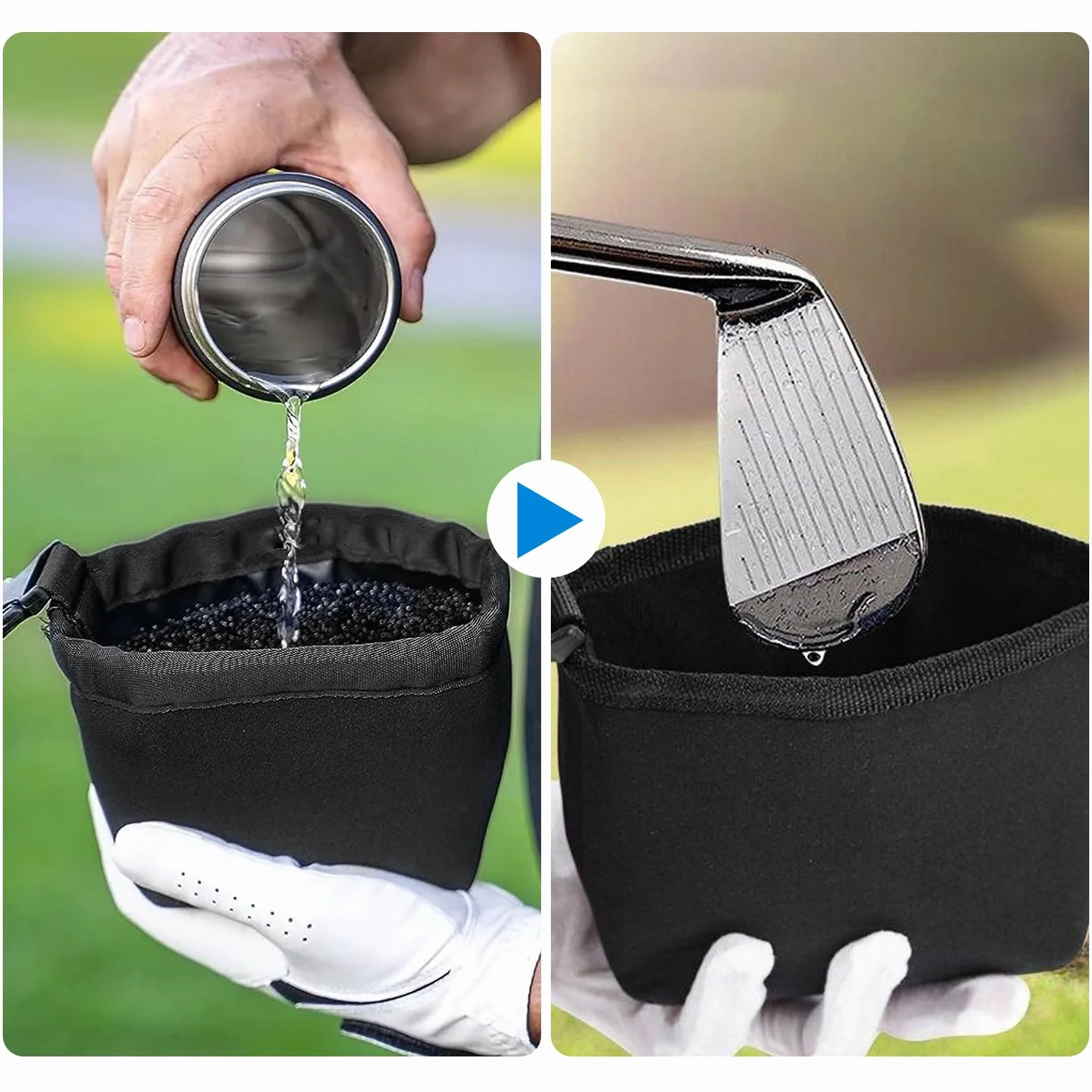 Sac de Nettoyage pour Club de Golf et Balle de Golf Clip Amovible Lavable en Machine nettoie Les