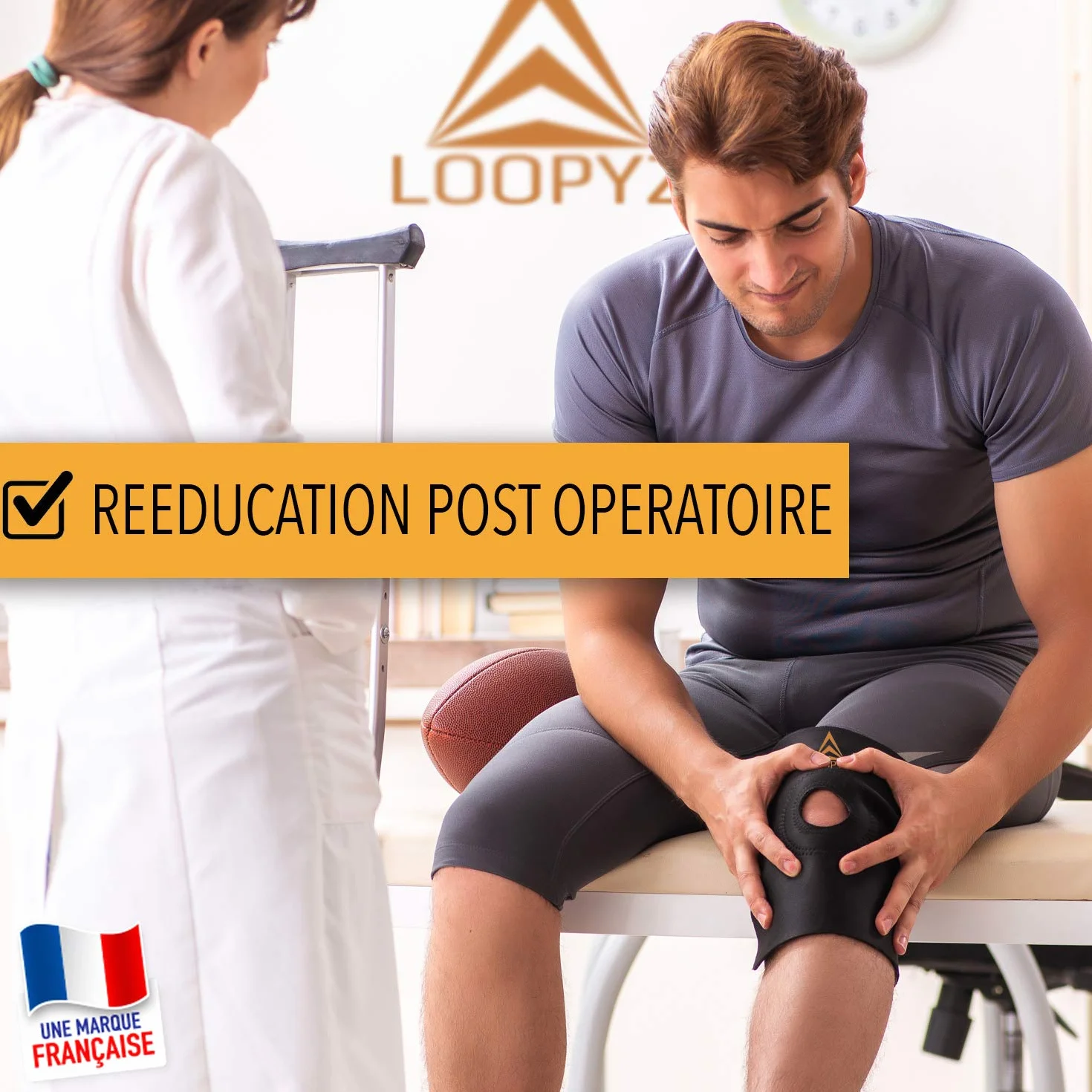 LOOPYZ Genouillère Sport Rotulienne Ligamentaire Attelle Maintien Genou Running Basket Fitness Crossfit Rééducation Arthrose Stabilisateur Articulations Compression Ajustable