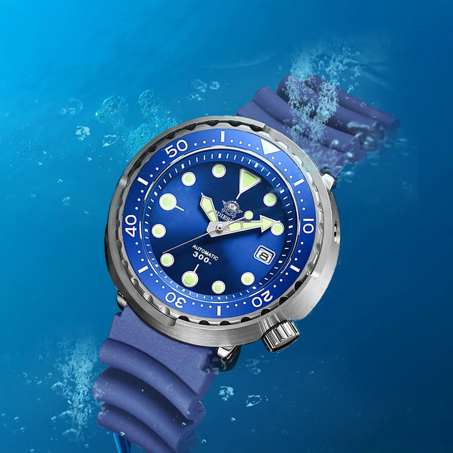ADDIESDIVE Montre de plongée automatique homme NH35 étanche 300 m saphir cadran suisse lumineux 47,5 mm bleu mécanique