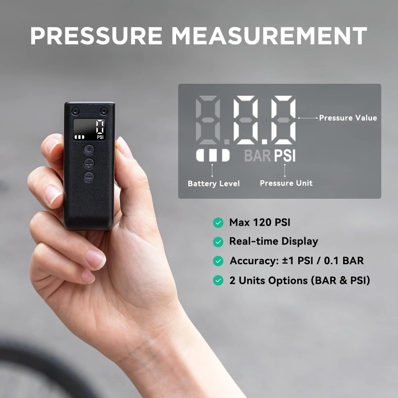 CYCPLUS Pompe à vélo AS2 Pro Max 120 PSI Rechargeable sans Fil avec Manomètre pour VTT Route E-Bike