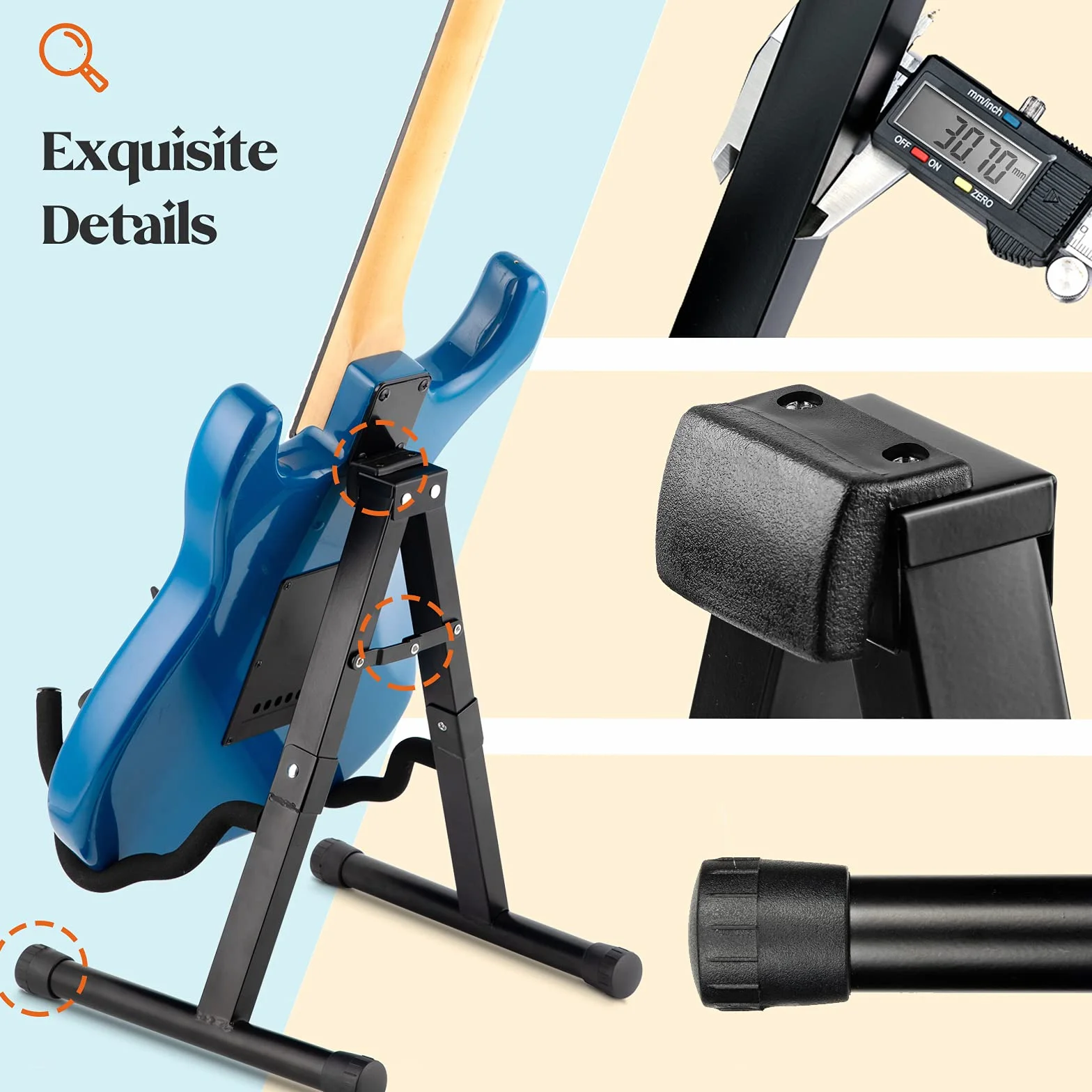 CAHAYA Support de Guitare Pliable A-Frame Métal Universel pour Guitare et Basse Électrique Acoustique Classique