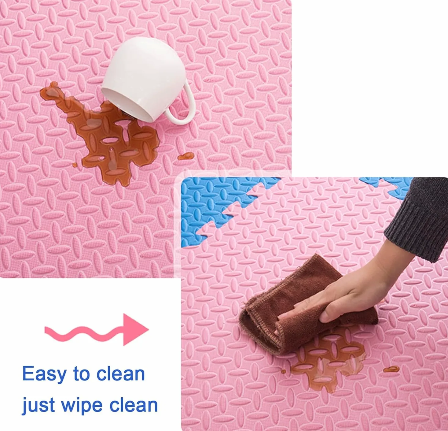 Lot de 16 Dalles en Mousse Souple imbriquées EVA 12 x 12 Pouces for Puzzle de Jeu en Mousse, Tapis de Sol découpable à Faire soi-même, Tapis d'exercice de Gymnastique(Navy Blue+Yellow)