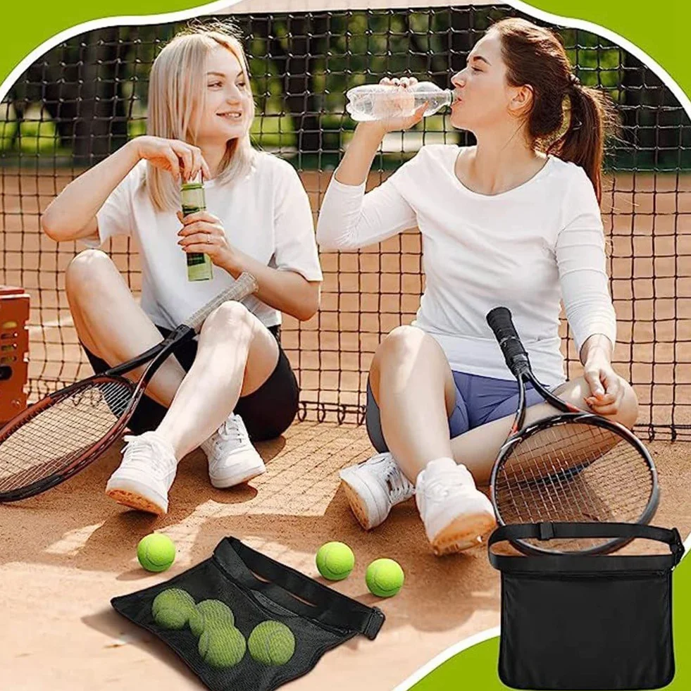 Tlilyy Lot de 2 porte-balles de tennis, porte-balles pour balle de tennis, un filet réglable pour balles de tennis,