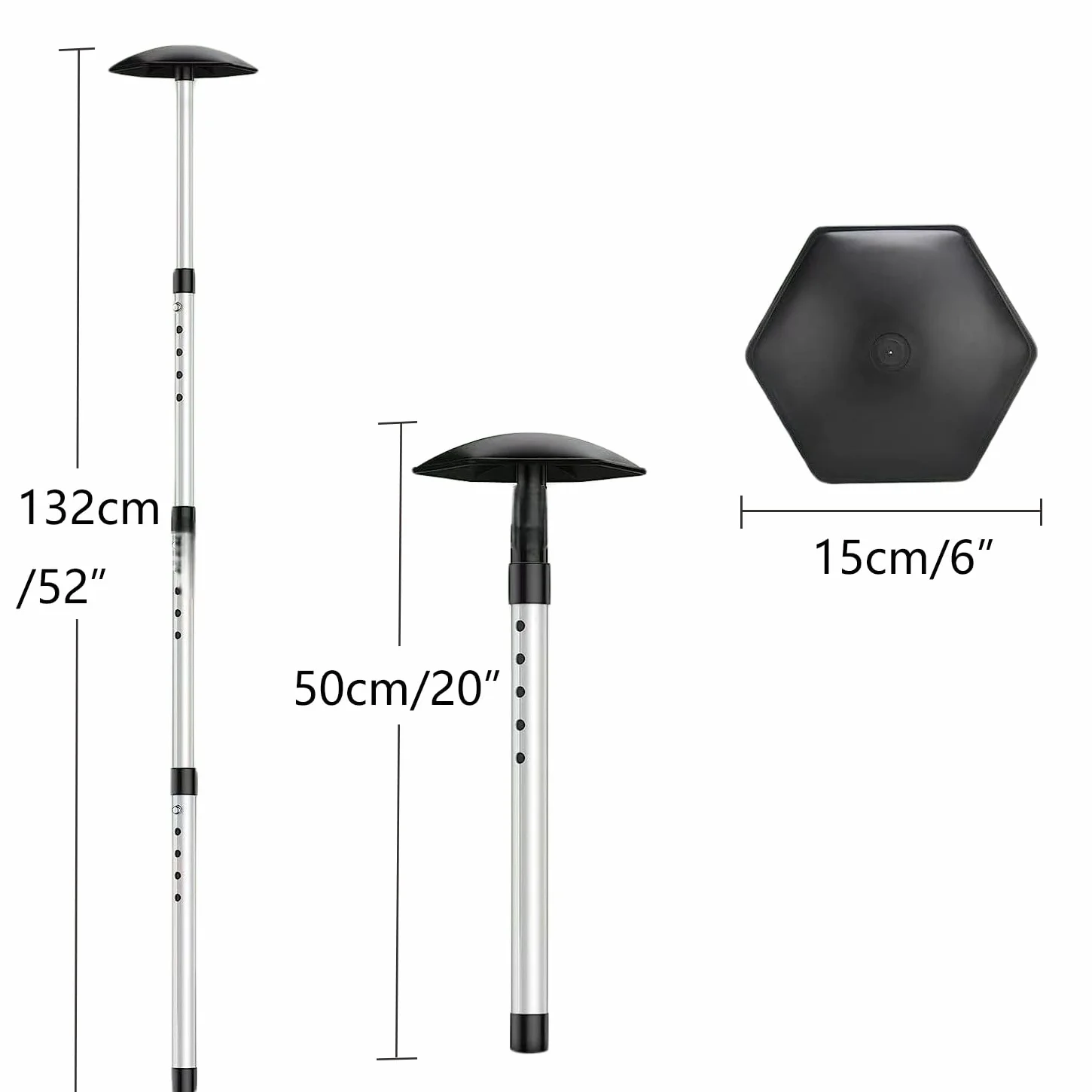 Canne de support réglable pour sac de golf à 4 sections de 50,8 à 132,1 cm pour protection de club de golf en alliage d'aluminium durable TP16