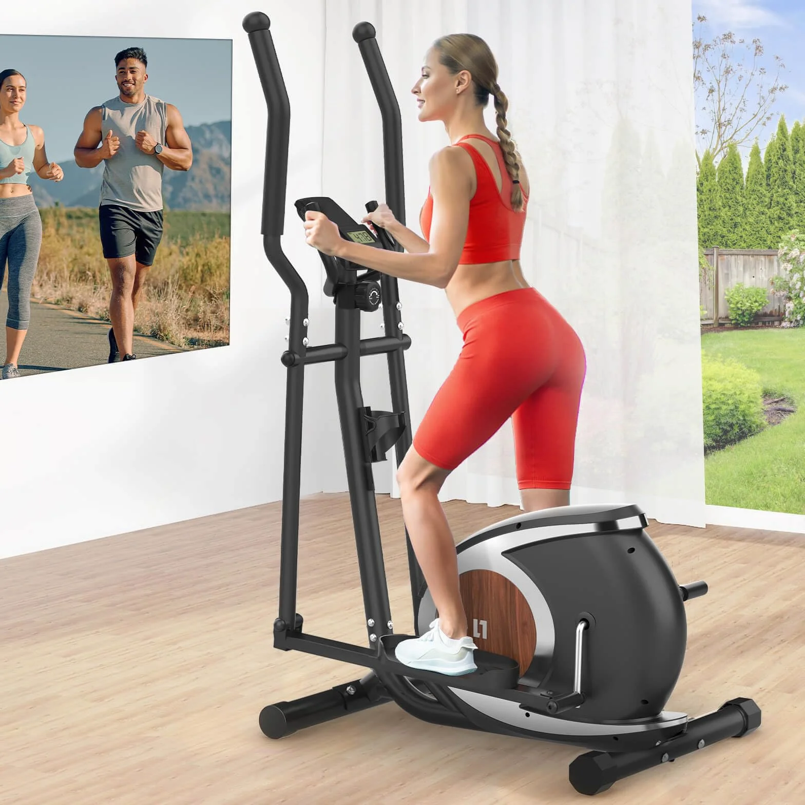 Vélo Elliptique Bluetooth Fitness 16 Niveaux Résistance Volant Inertie 6 KG Écran LCD Silencieux Maison