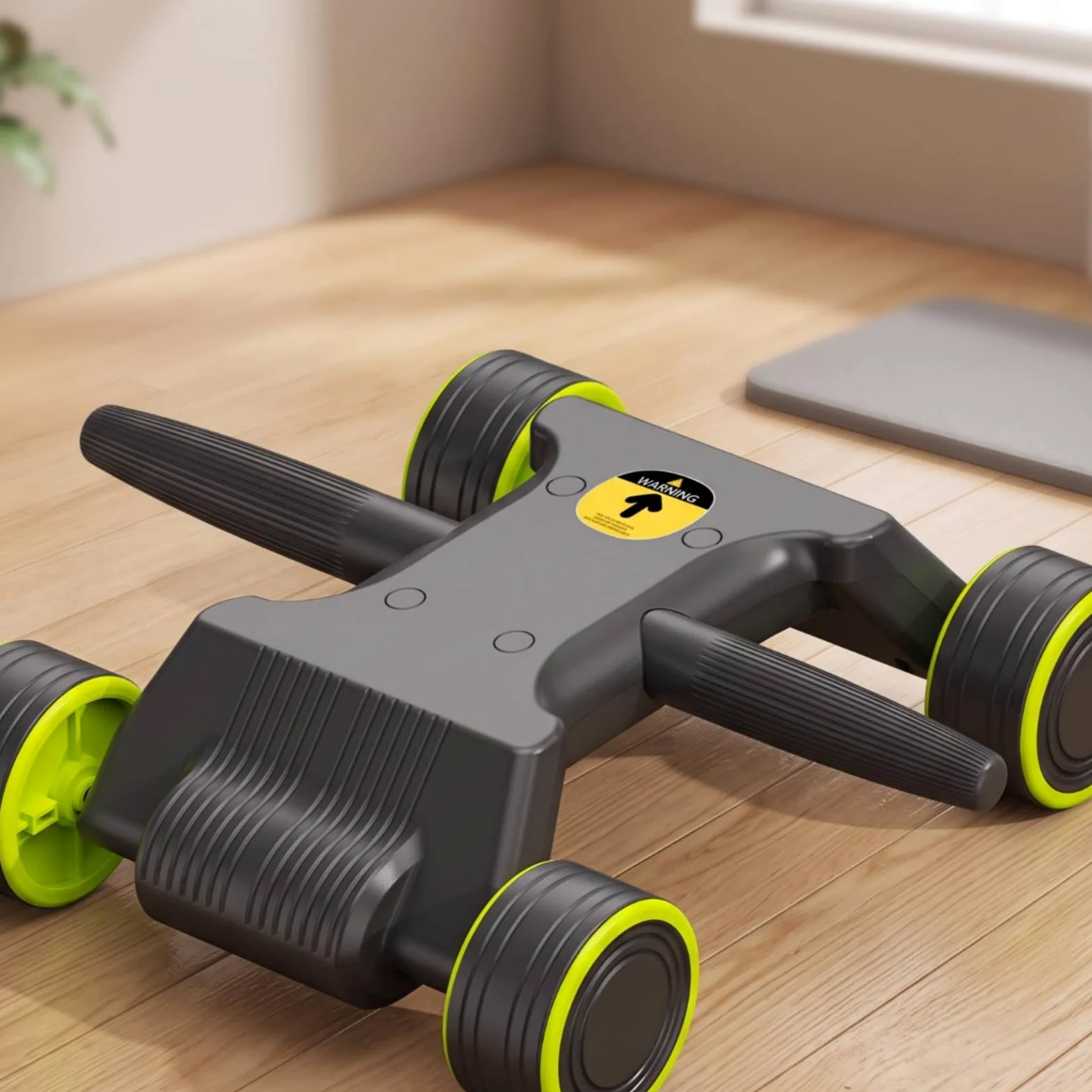 Appareil Fitness pour Abdominaux | Format Compact et Bas, Rouleau pour Abdominaux à Quatre Roues, Portable, Appartement, Débutants