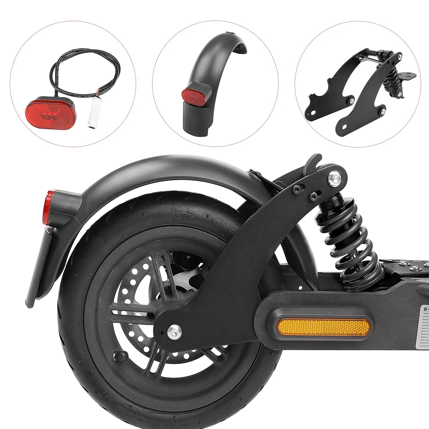 通用 Fututech Kit Suspension Arrière Scooter Electrique pour Xiaomi Pro Pro2 Amortisseur Garde-Boue Feu Arrière Accessoires Trottinettes Modification (Noir pour Pro Pro2)
