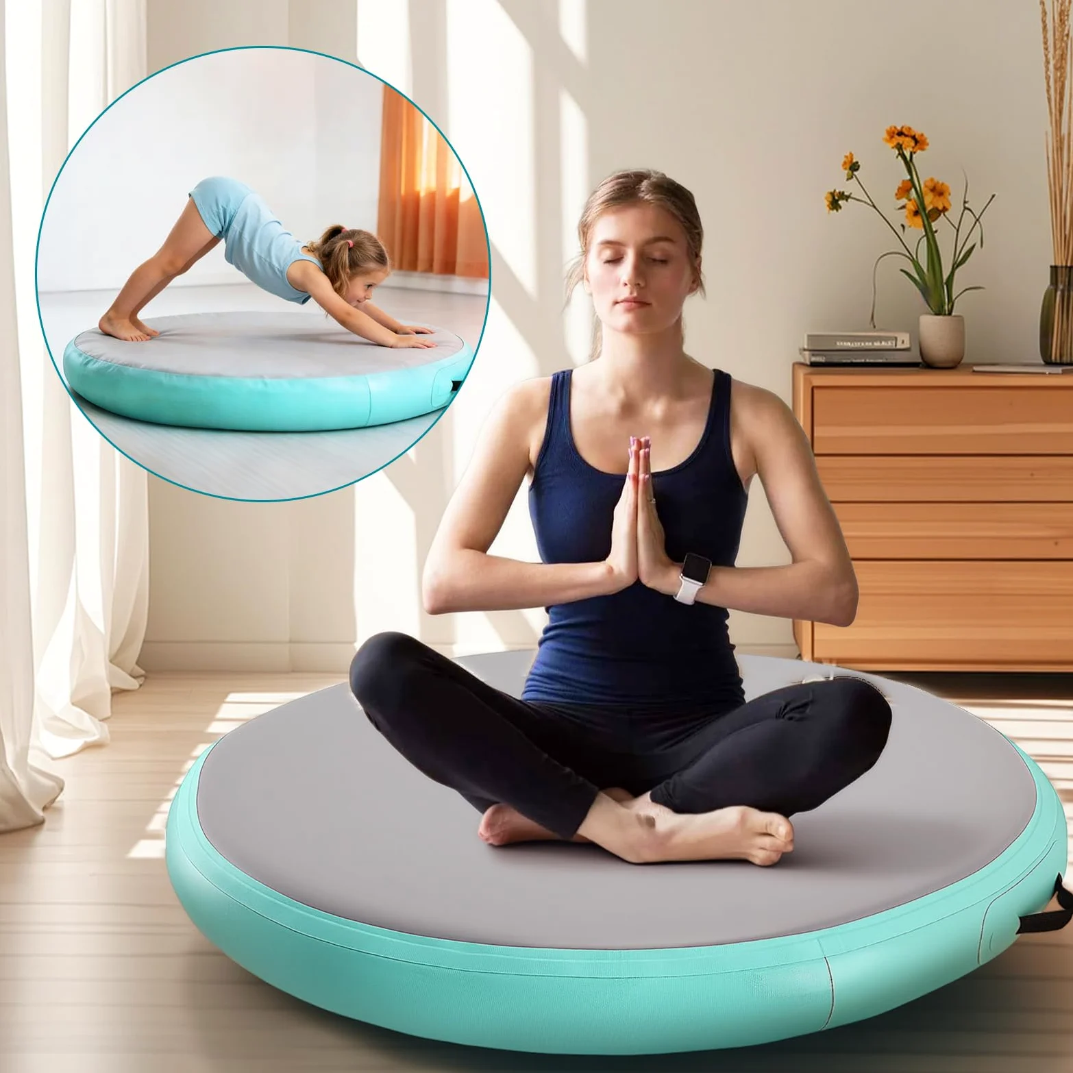 Air Track Tapis de Gymnastique Gonflable, Gonflable Air Spot 100x15cm Air Floor Mat, Rouleau d'Air Piste d'Air Gonflable avec Pompe, Tapis d'Exercice pour Maison/Yoga/ExtéRieur/Tumbling