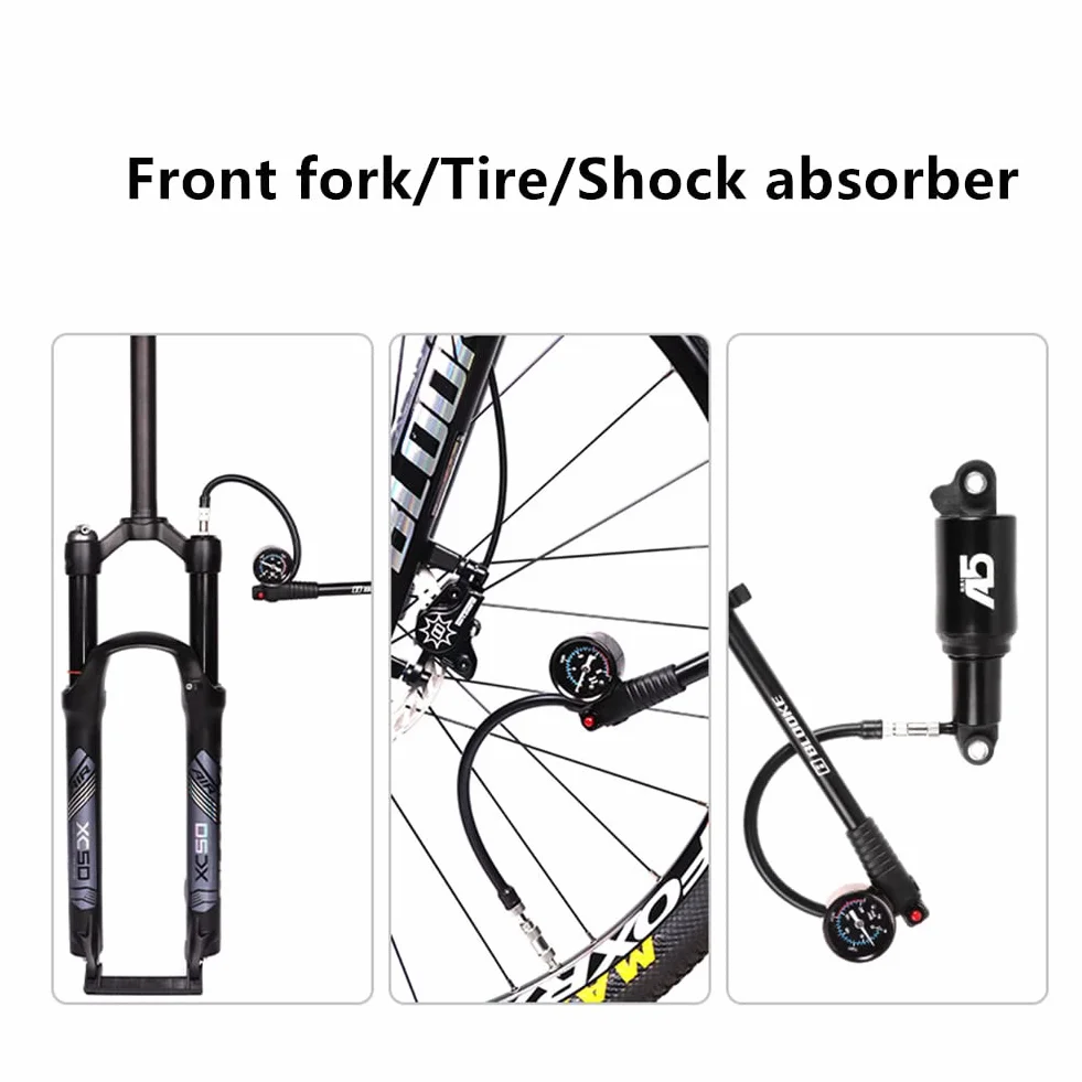 Pompe d'amortisseur de vélo SPORTARC 300 psi pour VTT, route et moto - Fourche avant/arrière, amortisseurs pneumatiques (gris)