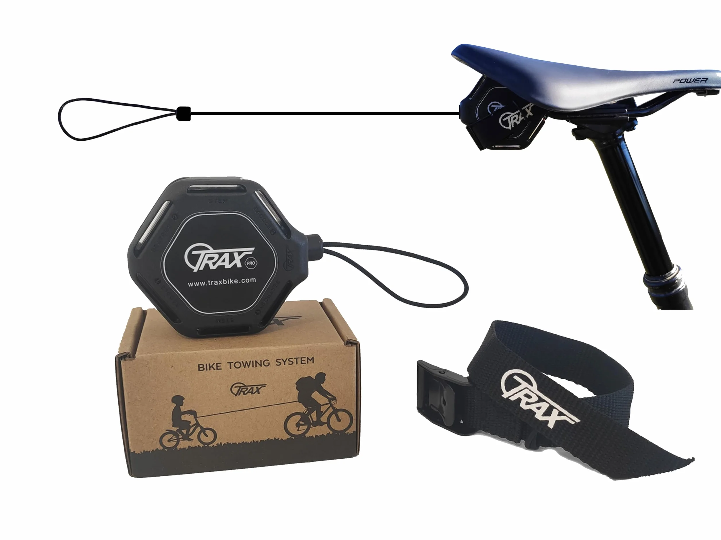 Système de remorque vélo auto-rétractable Trax Pro | Corde de remorquage MTB montagne jusqu'à 130 kg