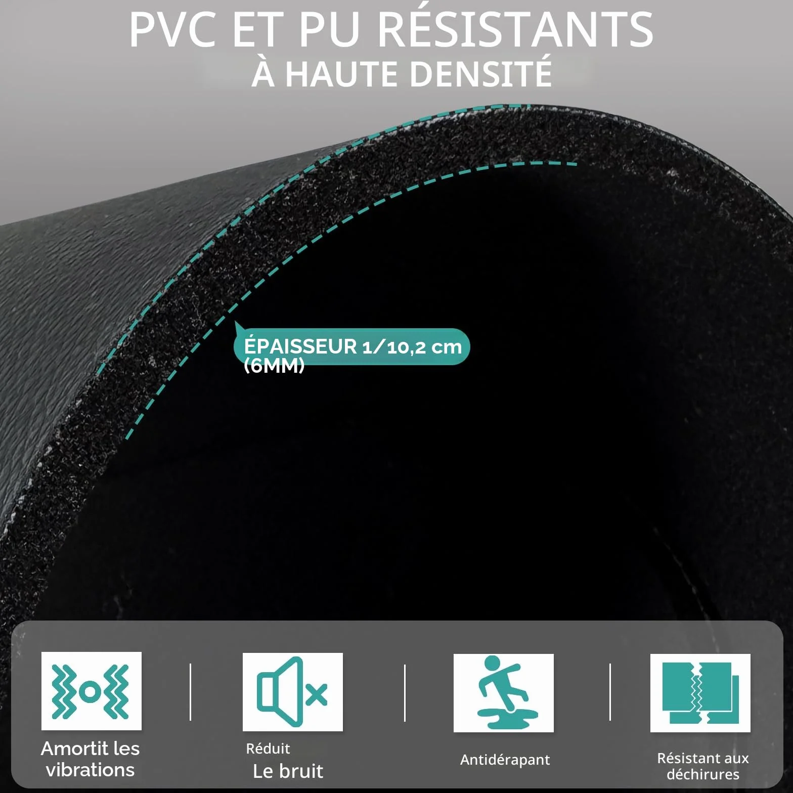 Tapis Home Trainer 6mm PVC Protection Équipement Fitness 28x70cm 2pcs