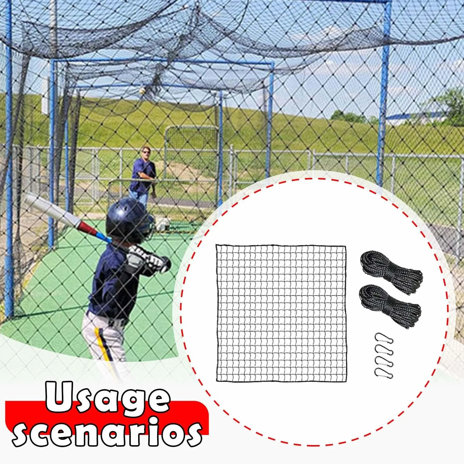 Filet de Protection pour Baseball, Softball, Sport, Hockey torsadé noué, pour Jardin pelouse extérieur