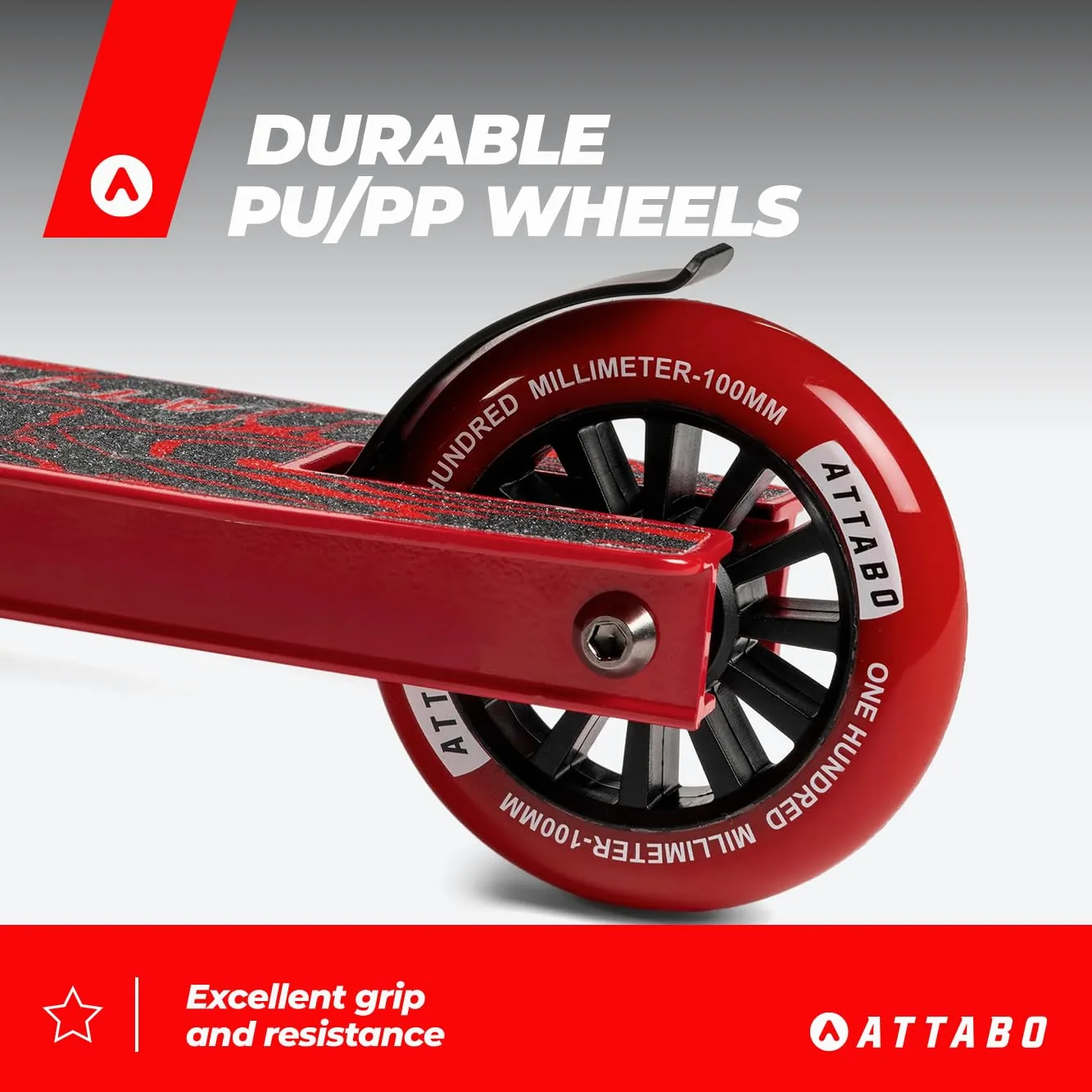 ATTABO Trottinette Freestyle Bunny Hop Légère et Durable Roulements en Polyuréthane ABEC-7 Roues 100 x 24 mm Cadre en Aluminium Composants en Acier Dimensions Compactes
