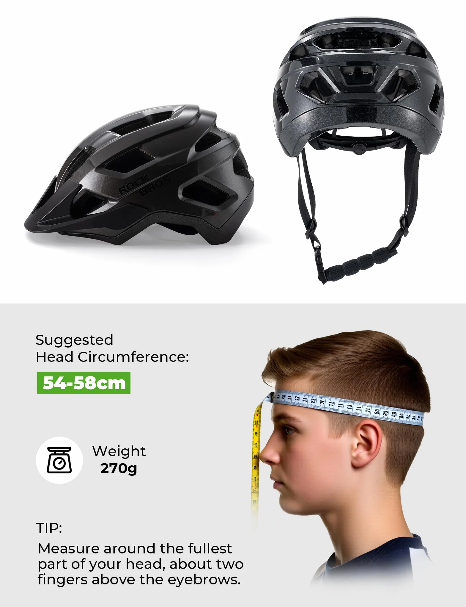 ROCKBROS Casque Enfant & Ados, Casque avec Visière Amovible, Ajustement Sécurisé et Profond, Ventilation Optimale, pour VTT et BMX Loisir