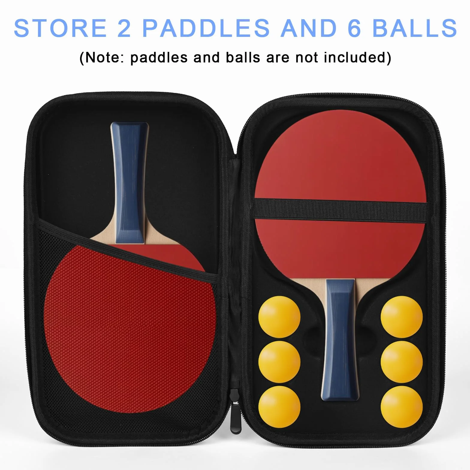 Housse Raquette Ping Pong, Pochette avec Rangement Balles pour 1 Pagaie et 6 Balles