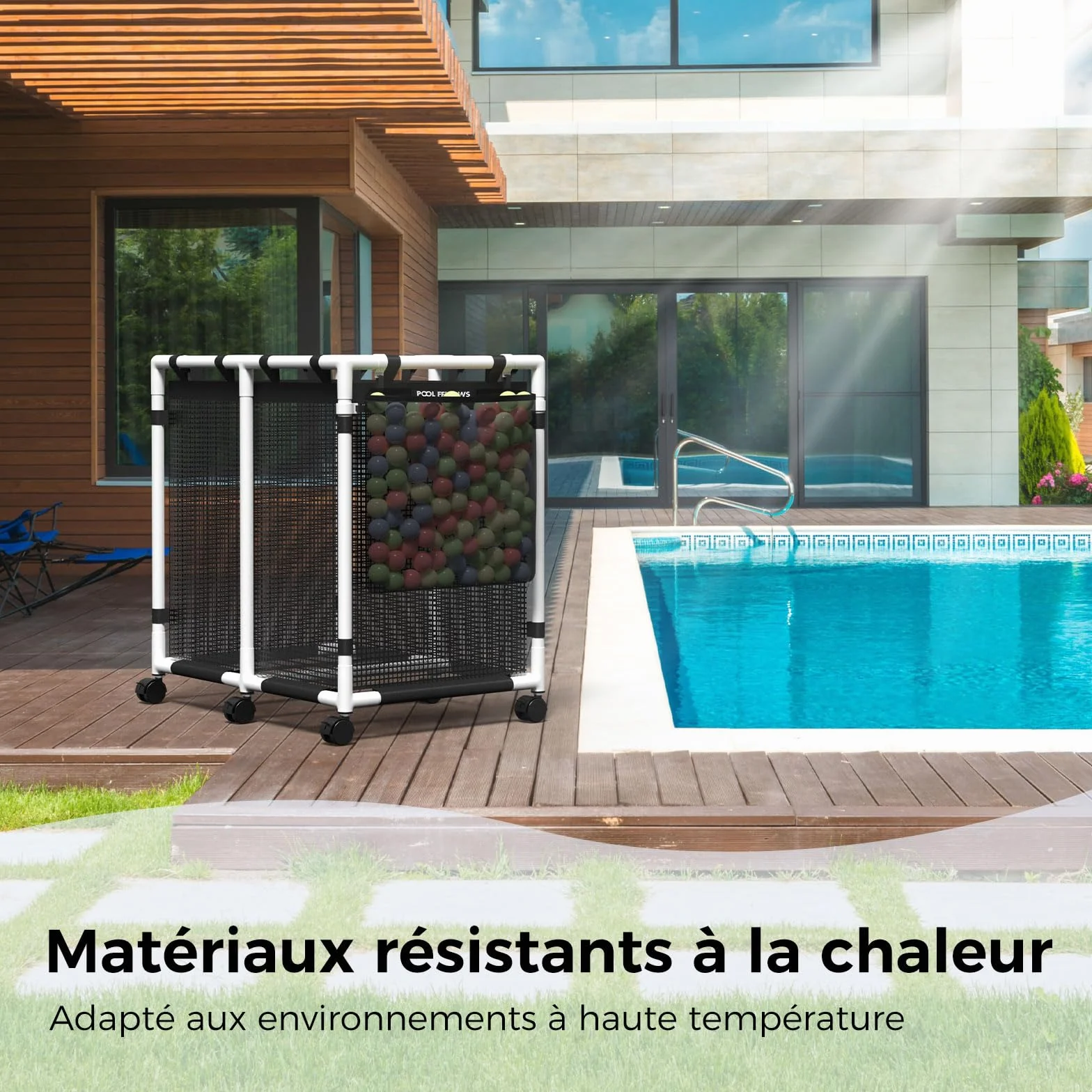 Poche latérale en Maille élastique pour bac de Rangement de Piscine, Sac à Suspendre, Organiseur étendu pour Accessoires de Piscine