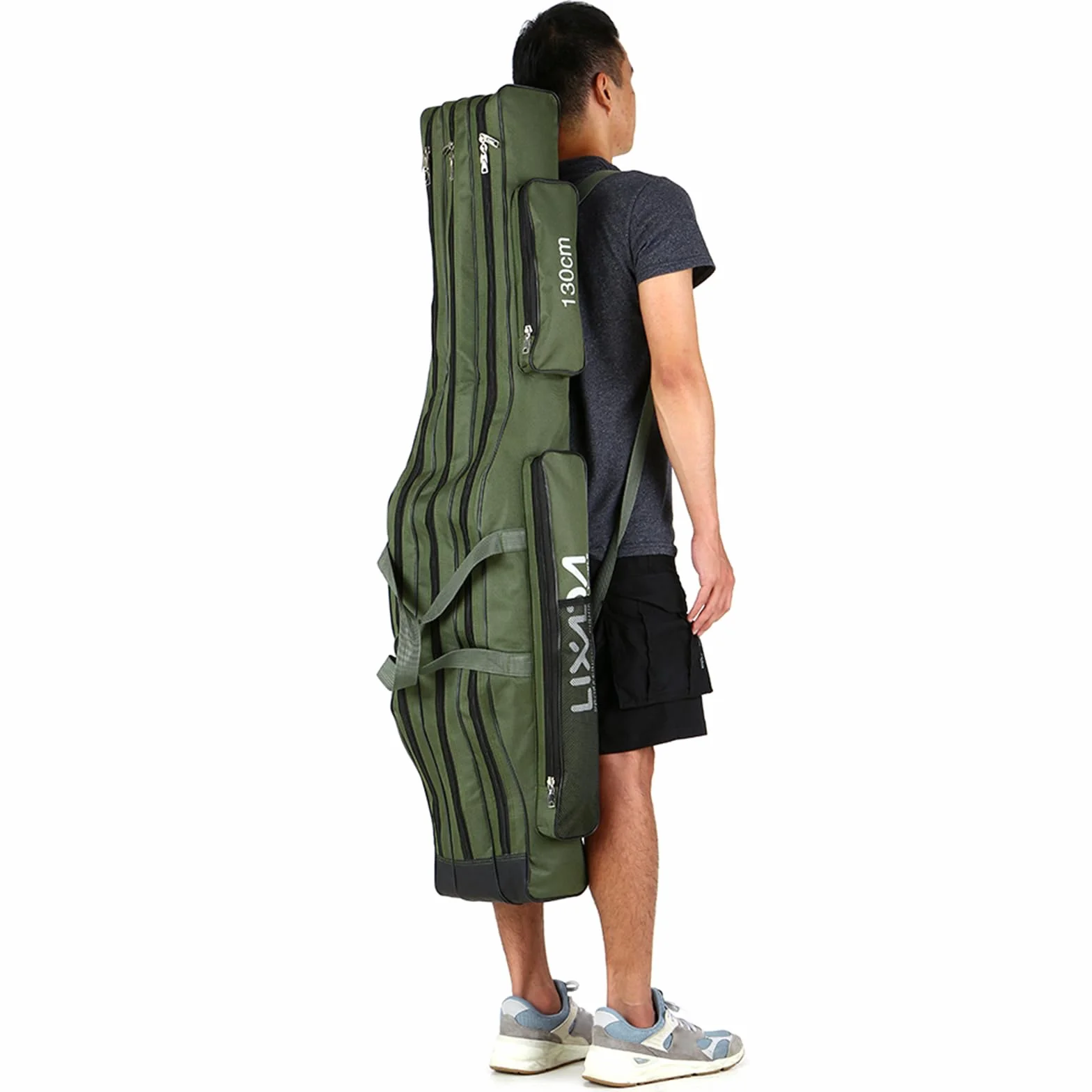 Lixada Sac de Canne à Pêche Portable à Roulettes Trois Couches Pliant
