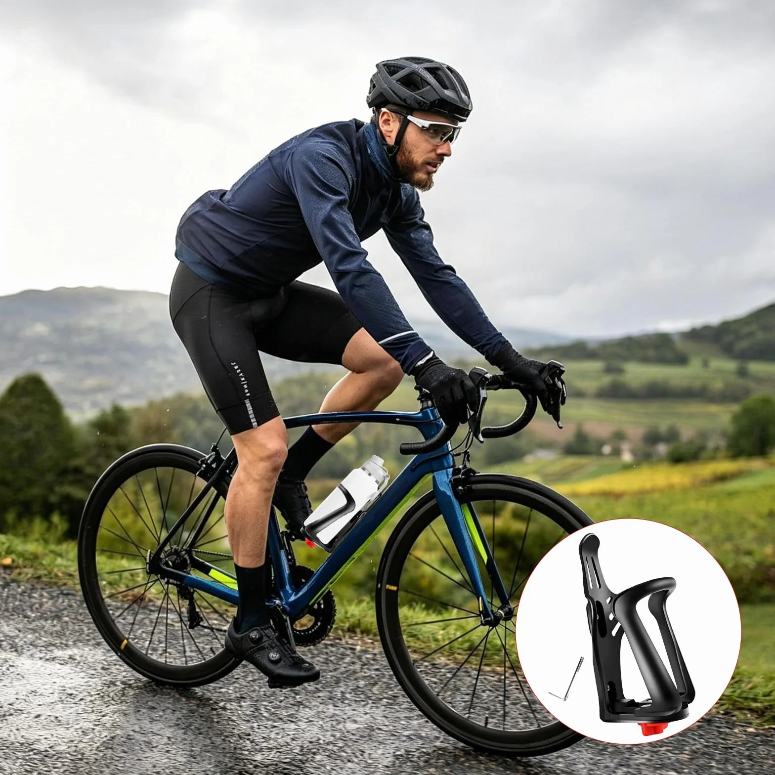 Porte-bouteille pour vélo réglable, adapté cadre et guidon, pour VTT, route, trottinette