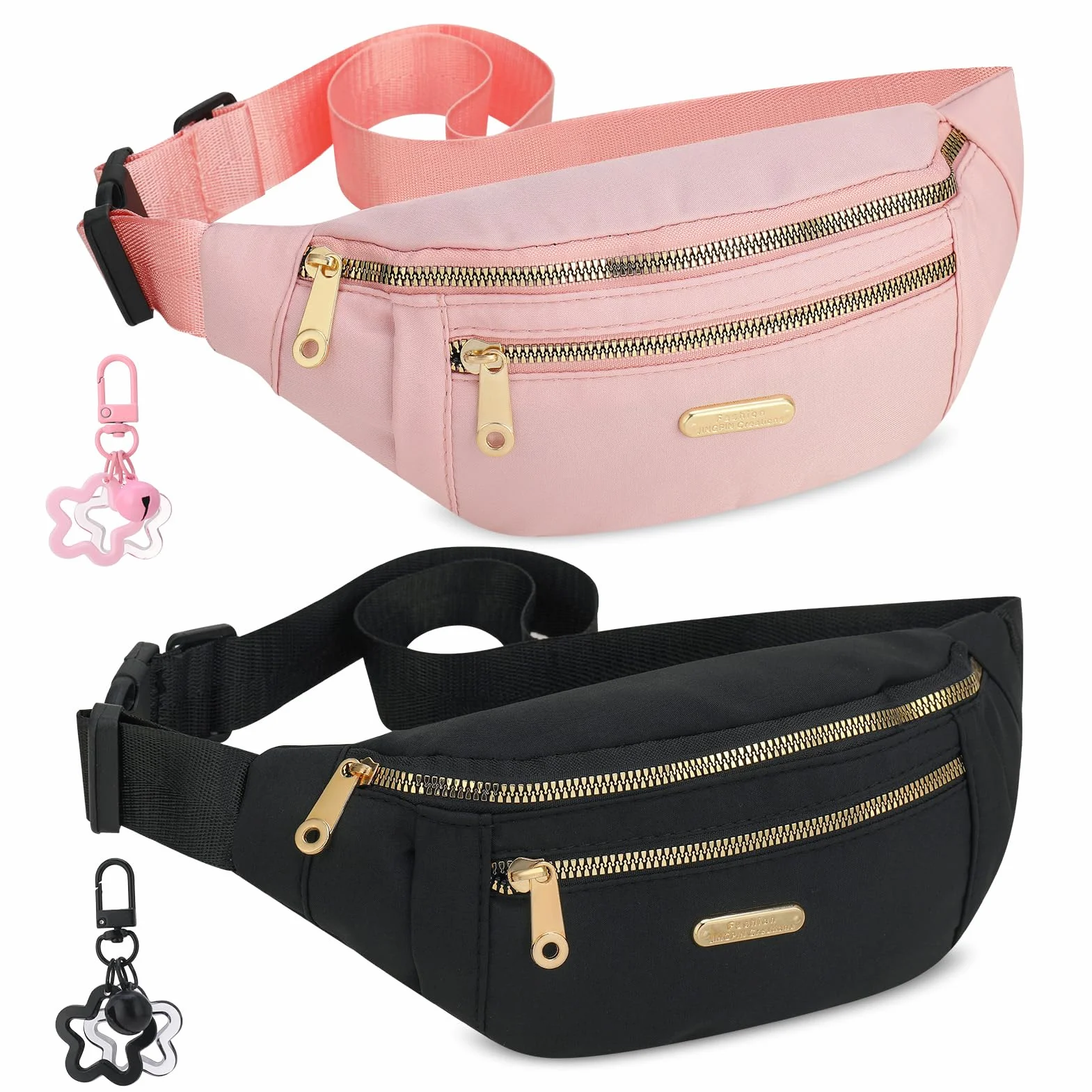 Sac Banane Femme Homme Ceinture Running Téléphone Portable Voyage Sangle Réglable Rose Noir