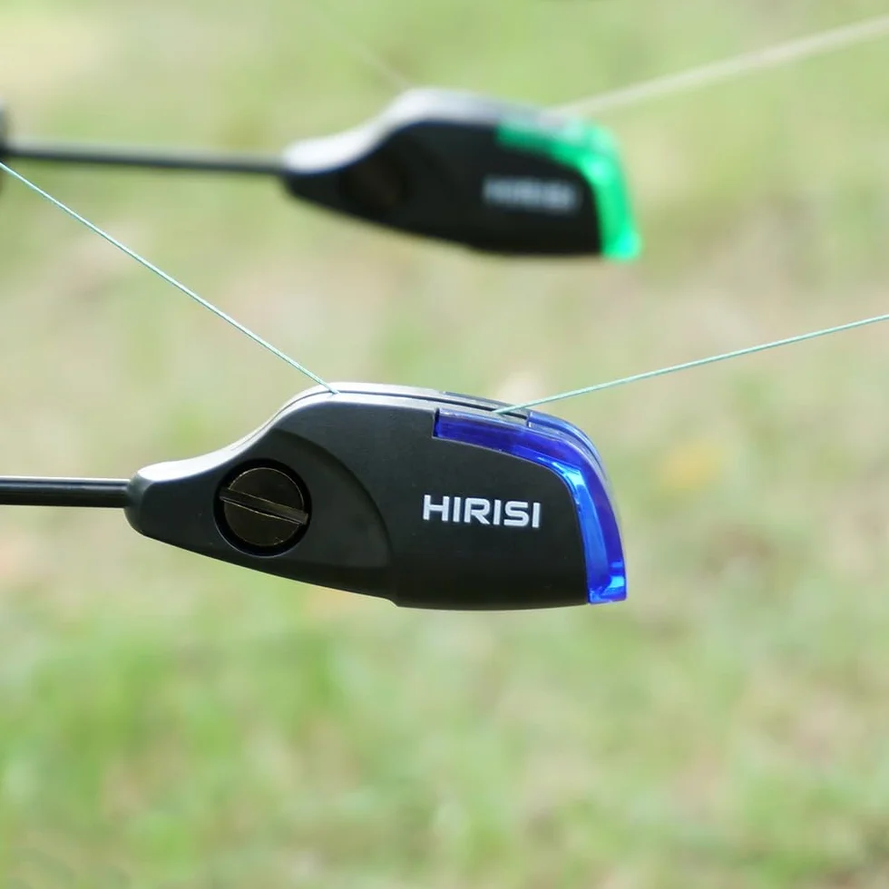 Hirisi Lot de 4 detecteur de Touche Peche Carpe Siège de Base Amovible pour indicateur de Morsure alarmes pêche Carpe lumière LED Rouge/Jaune/Bleu/Vert