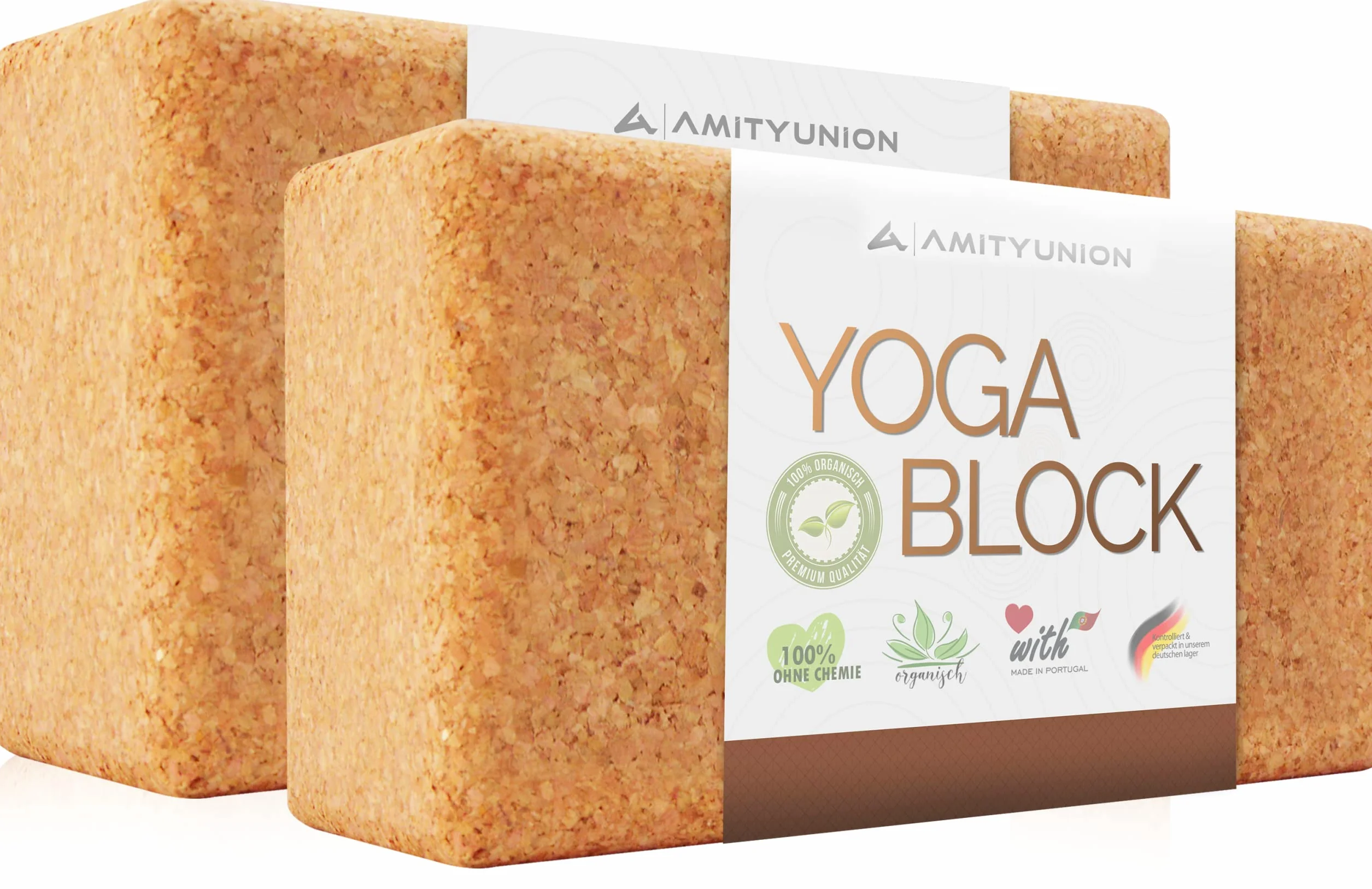 AMITYUNION Blocs de Yoga 65mm Lot de 2 Naturel Hatha Yoga Méditation Pilates