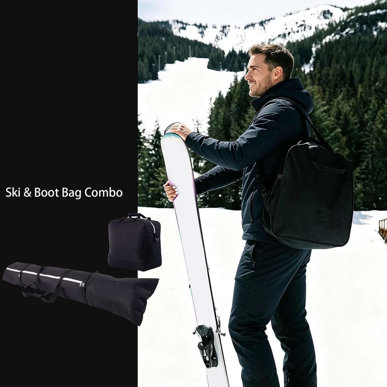 Générique Sacs De Ski Pack Imperméable en Tissu Oxford Épais et Rembourré | Housse De Transport À Skis Pour Passionnés Ados Adultes Protection Chaussures Objets De Contre