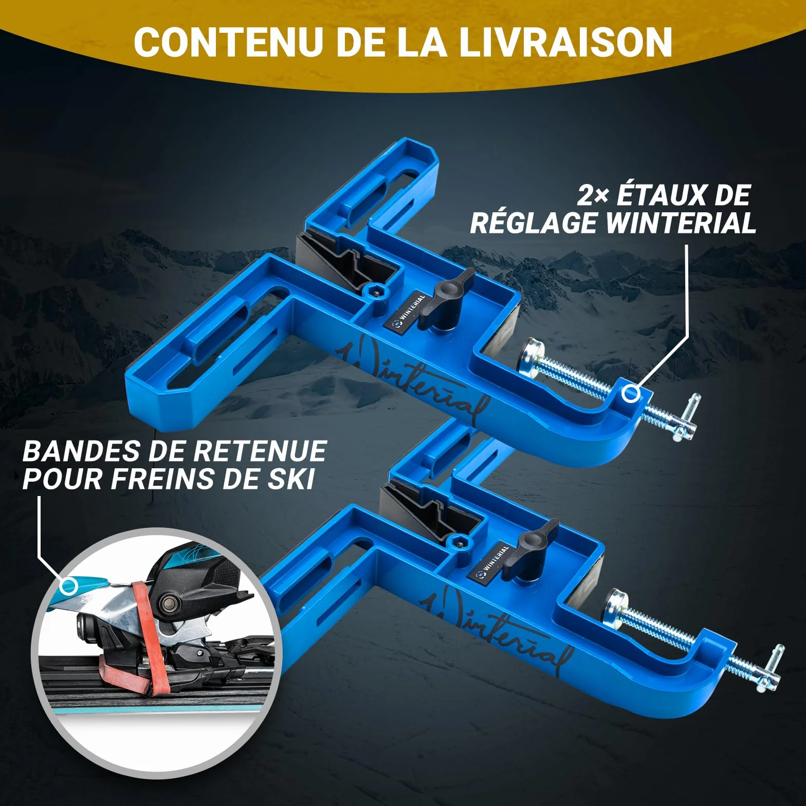 Winterial Étau à Skis et Snowboard Set de 2 Réglable Positions Horizontales Verticales
