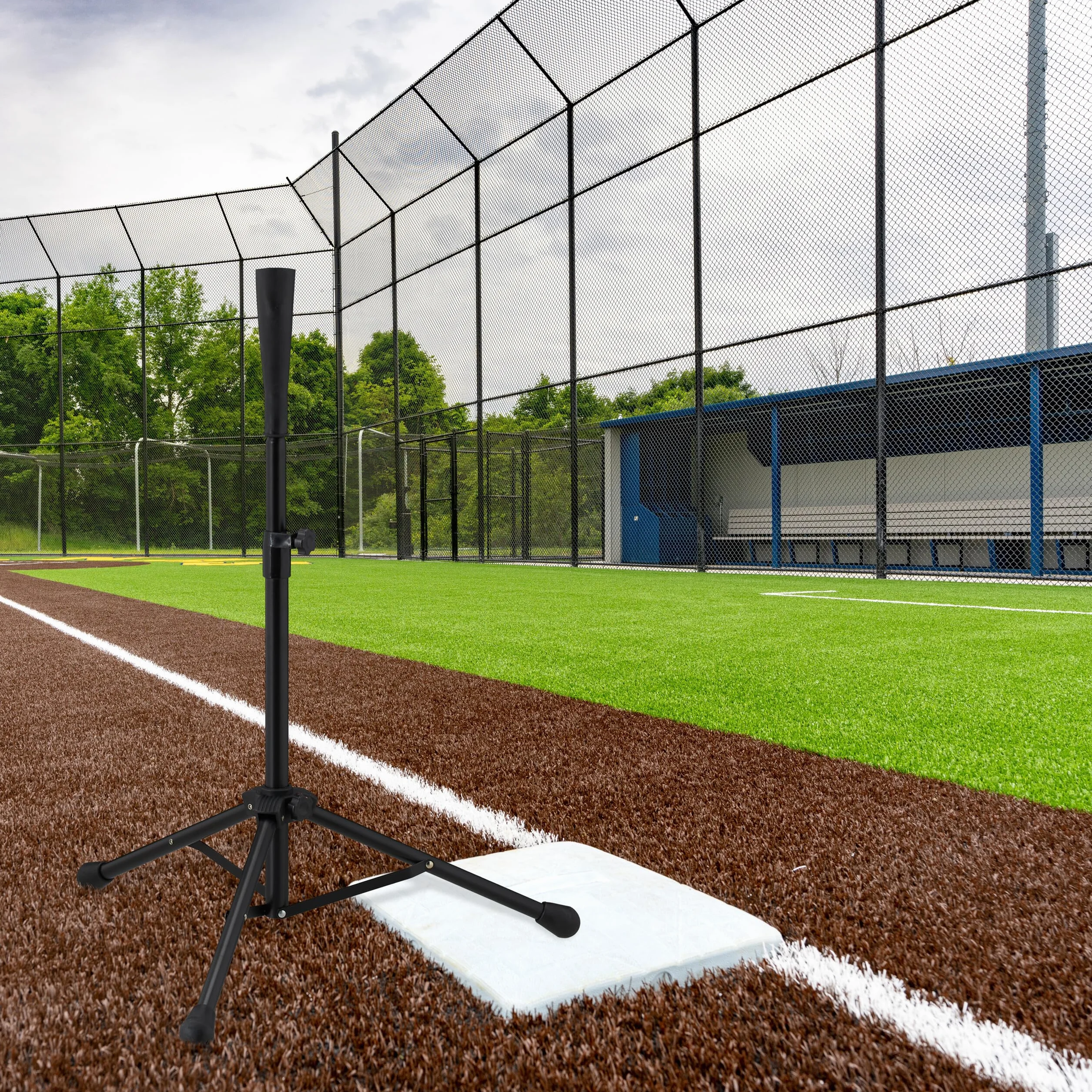 Relaxdays Trépied Baseball Frappe Support réglable Hauteur 72-121 cm Noir