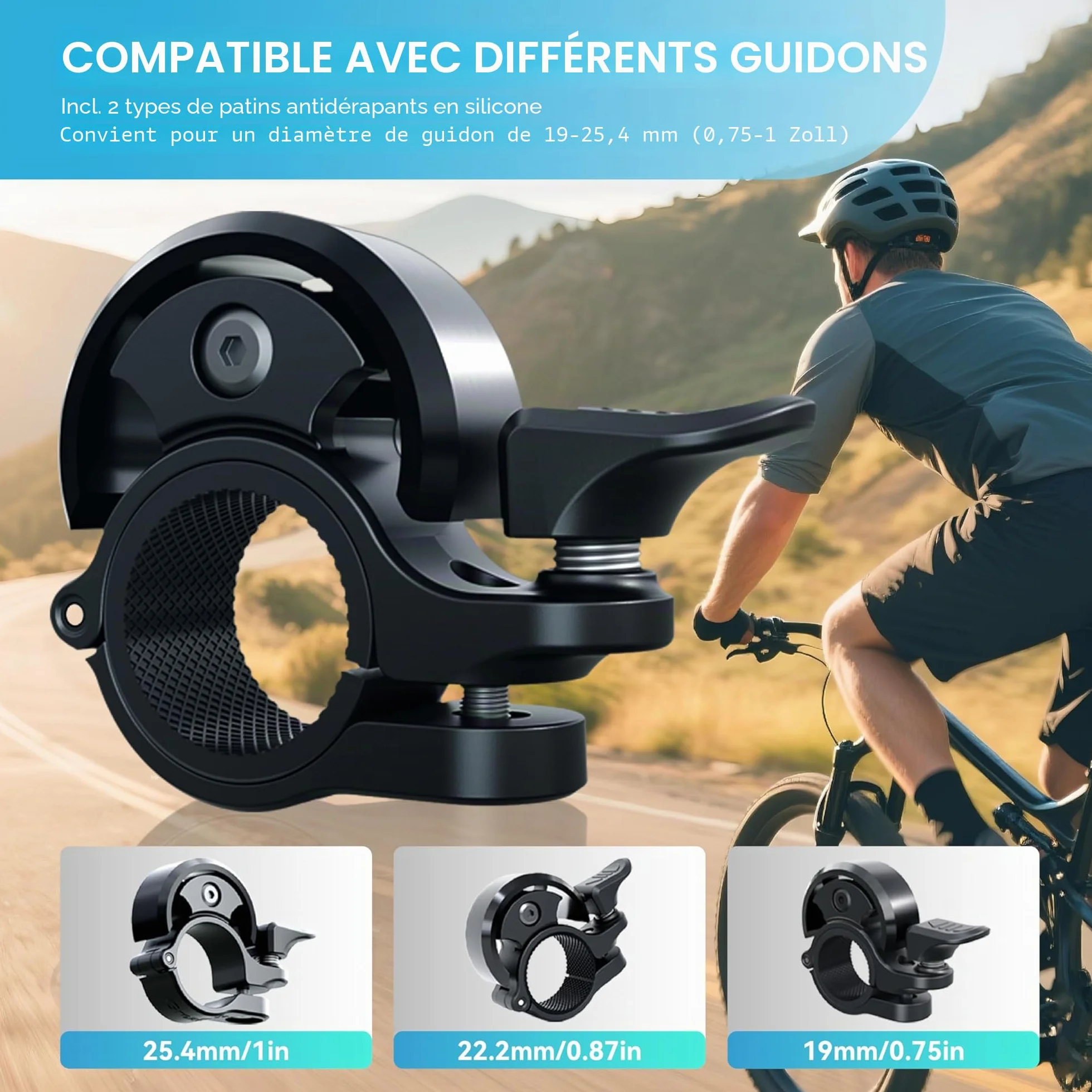 Greallthy Sonnette de vélo en Alliage d'aluminium Mini pour VTT Route Électrique Guidon 19-25,4 mm