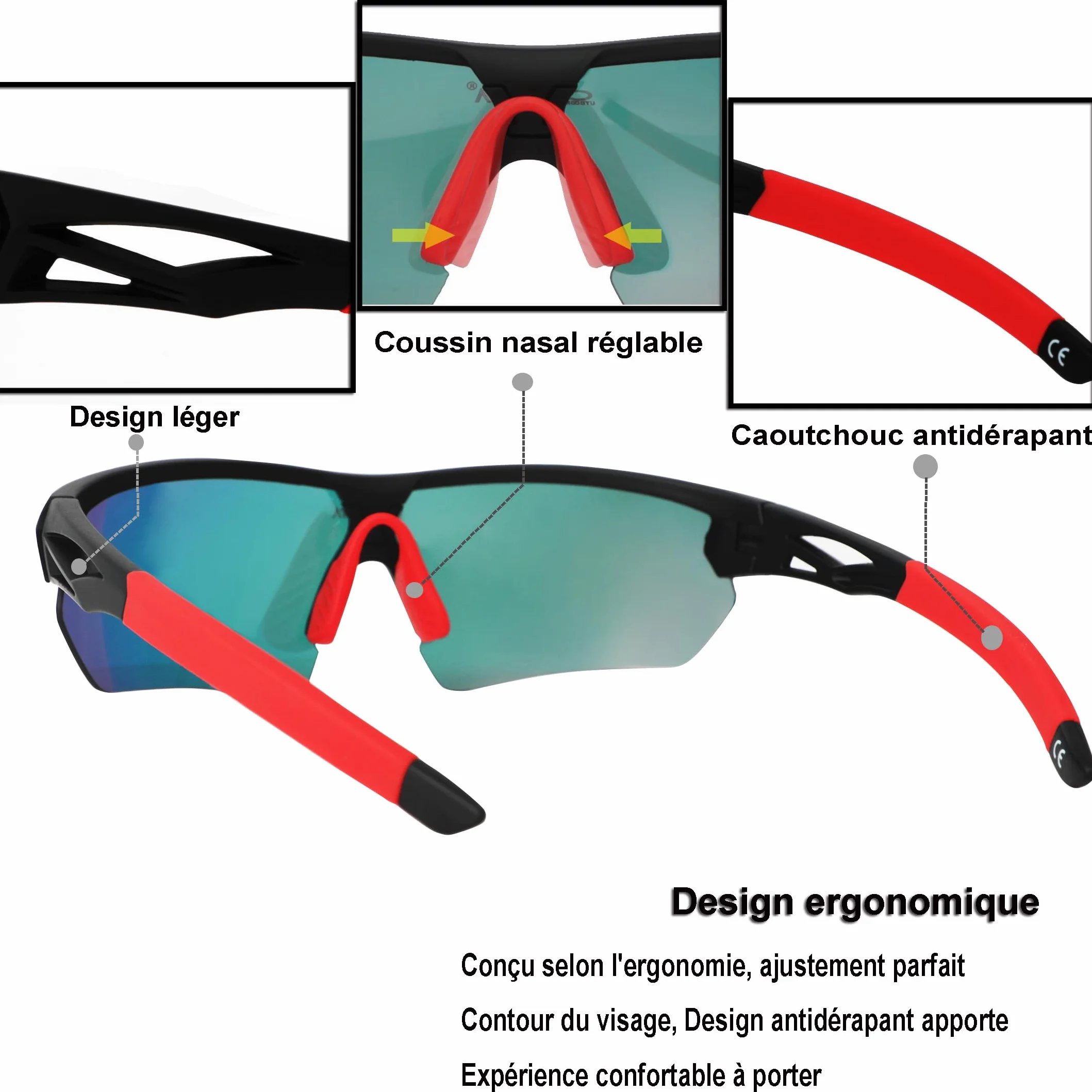 Lunettes de soleil polarisées interchangeables 5 verres sport homme femme