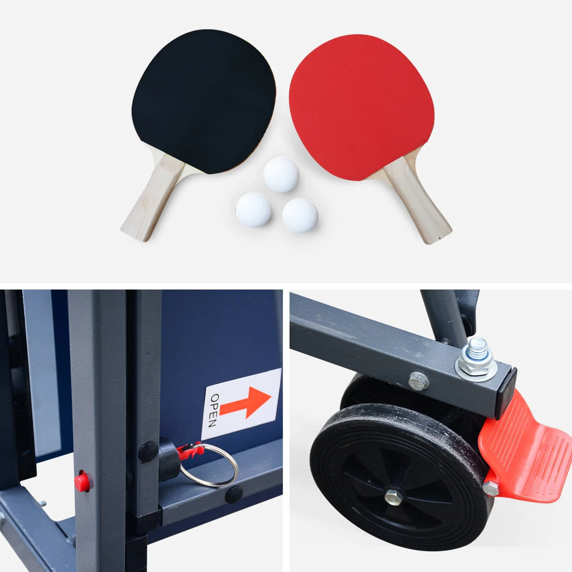 Table de ping Pong Indoor, avec 2 Raquettes et 3 balles, Utilisation intérieure + Housse en PVC