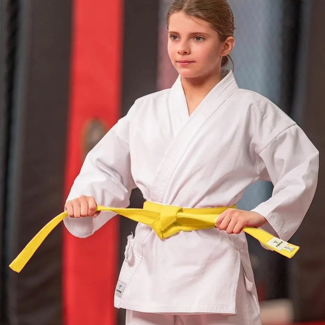 Ceinture de Taekwondo Jaune 220 cm pour Enfants Adultes, Judo Karaté Arts Martiaux