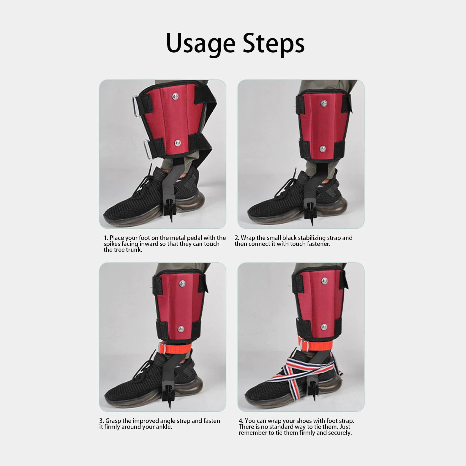 Focket Pointes d'escalade d'arbre Réglable en Acier Inoxydable 1 Paire avec Sangles et Gants