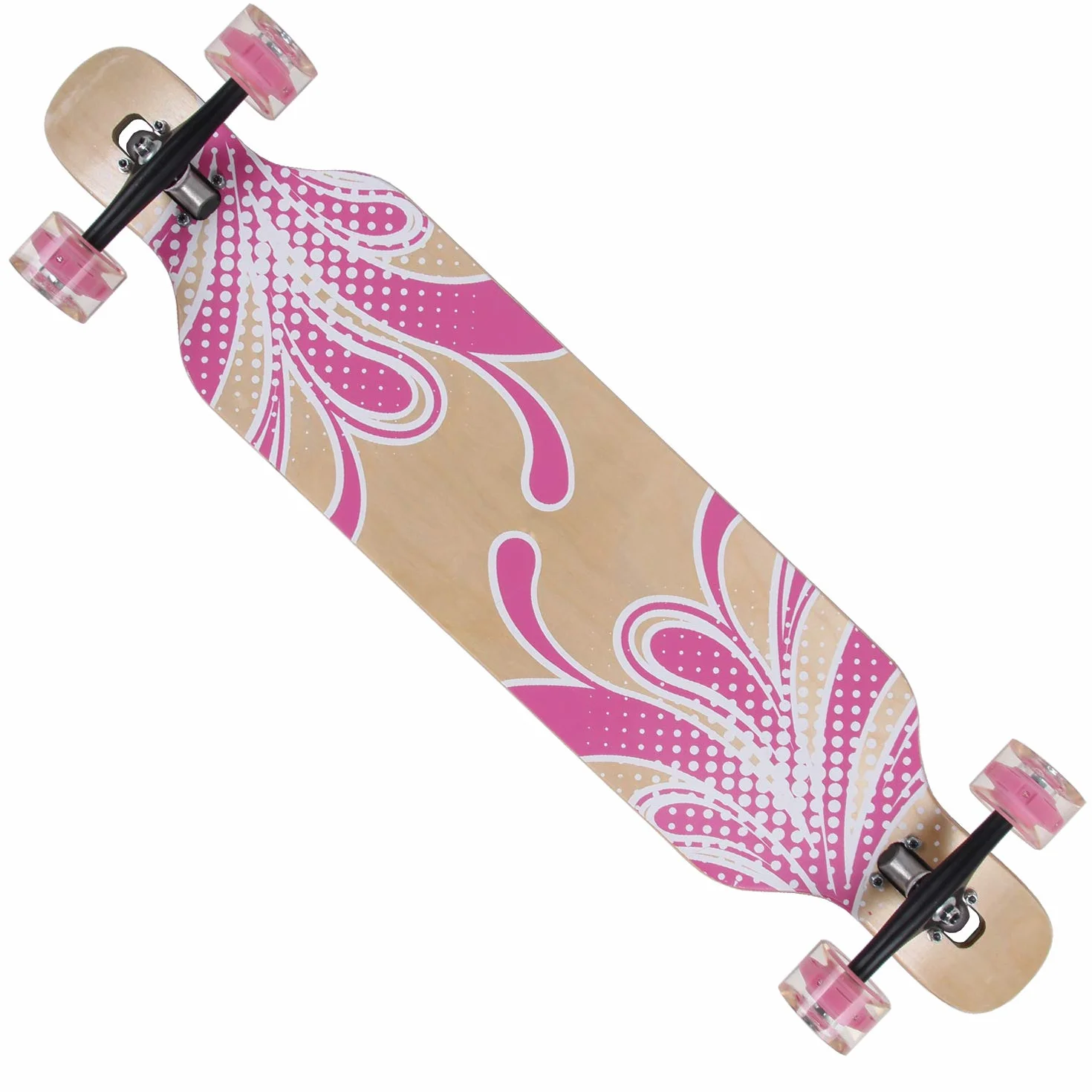 FunTomia Longboard avec 1 marches flexibles - Skateboard Drop Through Cruiser - Roulement à billes Mach1 Speed - Outil en T