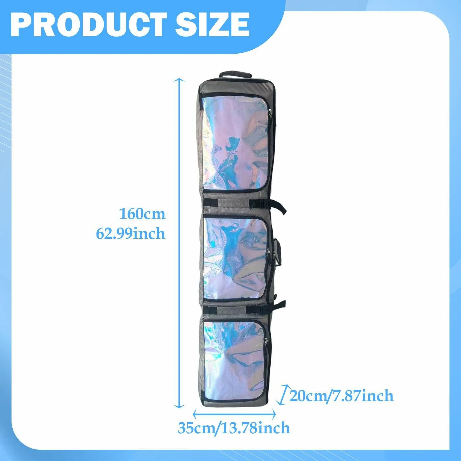 Snowboard Double avec roulettes, étui Rangement en Tissu imperméable, Rangement pour équipement et vêtements pour Le Snowboard en extérieur, Gris