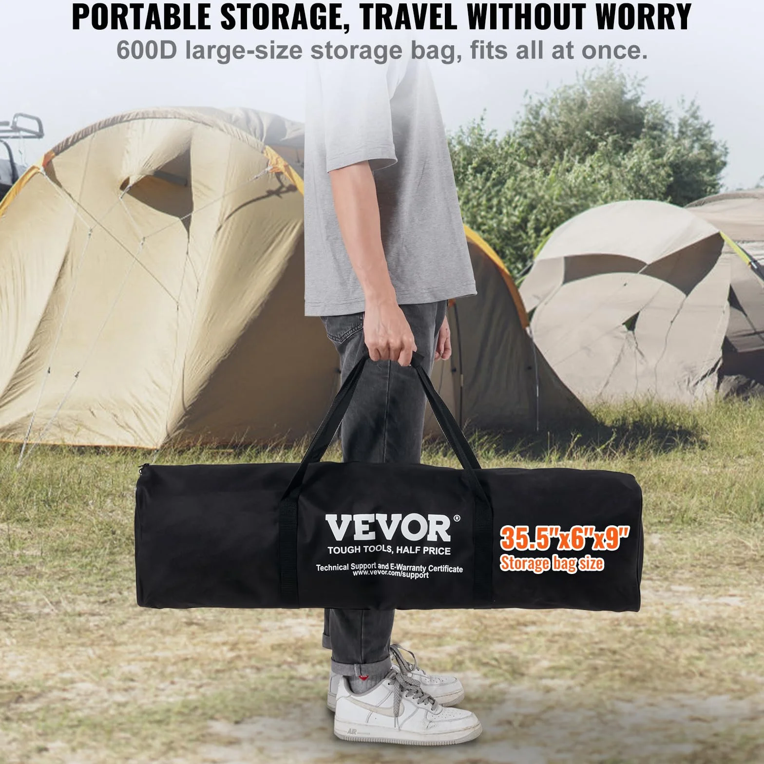 VEVOR Ensemble de Volley-Ball et Badminton, Filet Portable d'Extérieur, Poteaux en Acier Hauteur Réglable, pour Pelouse Plage Jardin
