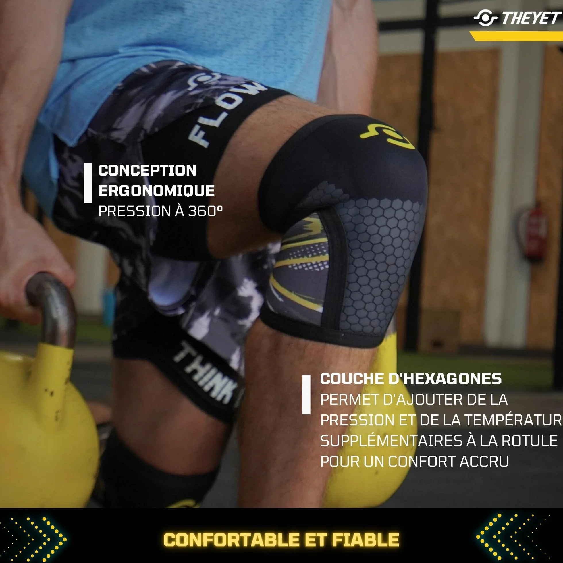Theyet Genouillères Crossfit Haltérophilie 7mm Protections Sportives Genoux Musculation Maintien Femme Homme Néoprène Antidérapante