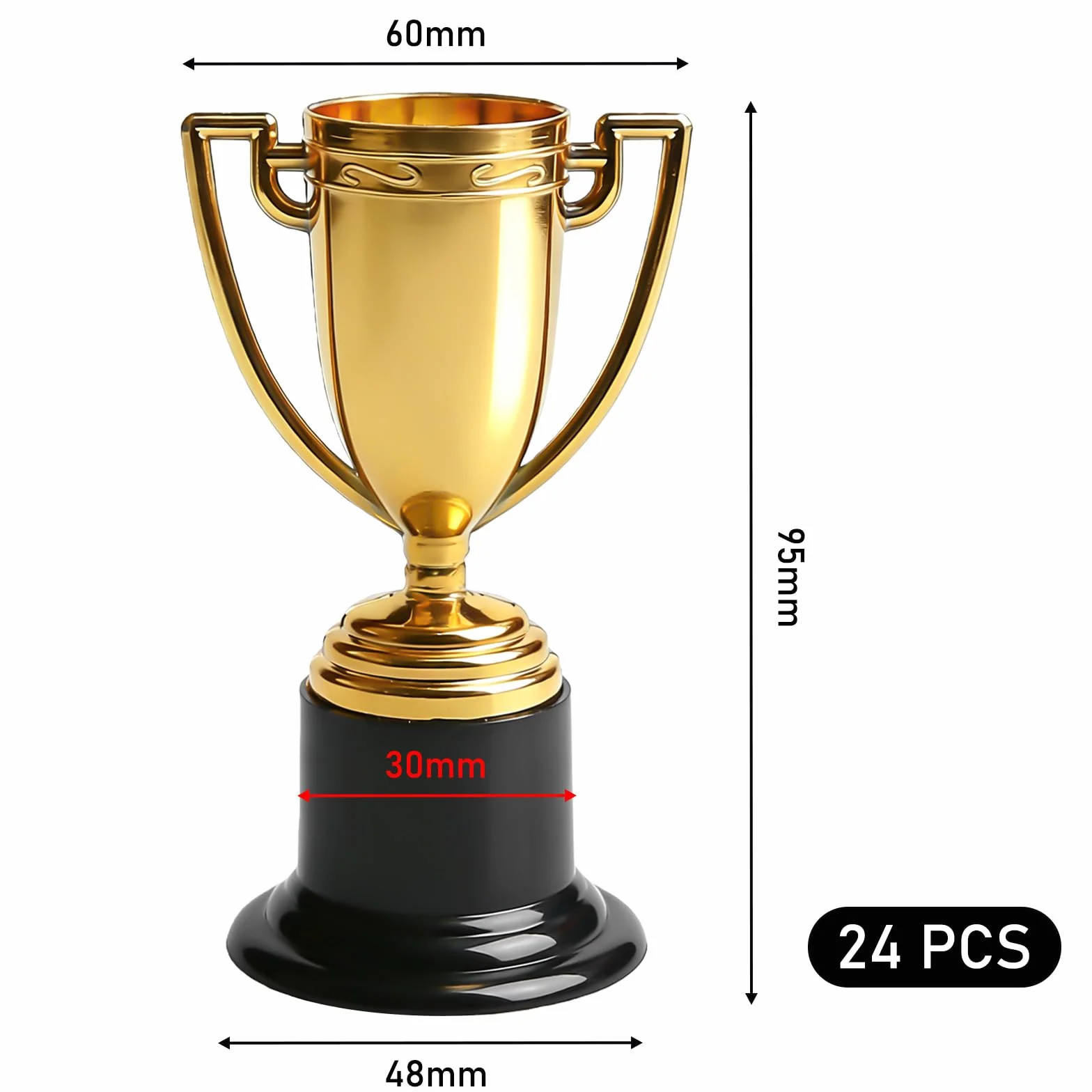 Aicharynic Lot de 24 trophées pour enfants, mini trophées pour enfants, mini trophées dorés, pour salle de classe, école, récompenses, accessoires