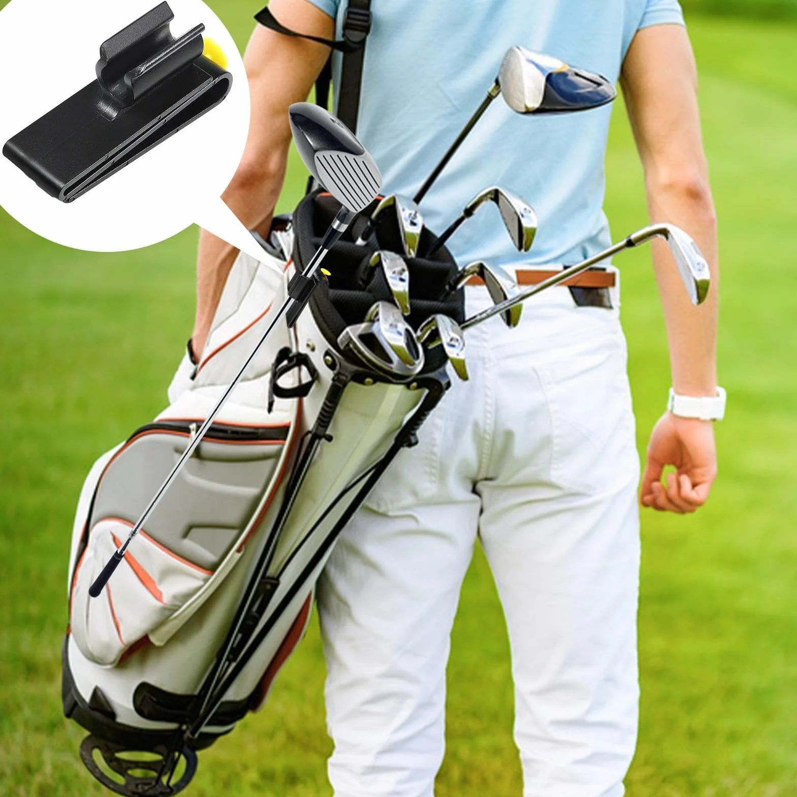 Clip pour sac de golf sur support putter - Golf Putter Clip | Support de putters multifonctionnel avec marqueur de balle - supports léger pour poignée de parapluie, perche à selfie, canne et