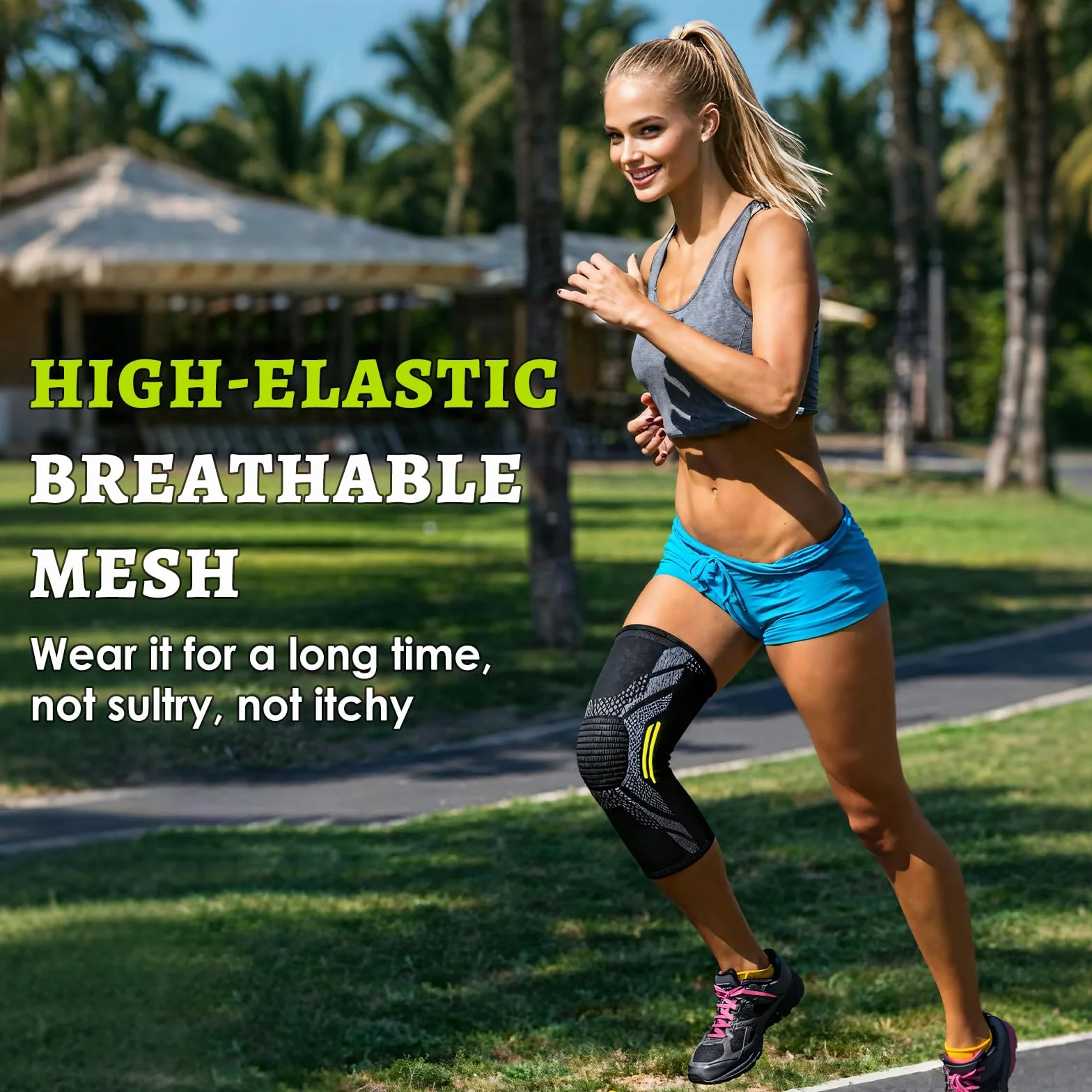 Genouillère Genou de Maintien avec Compression Élastique, Attelle Genou Sport pour Ménisque et Ligaments (XL)