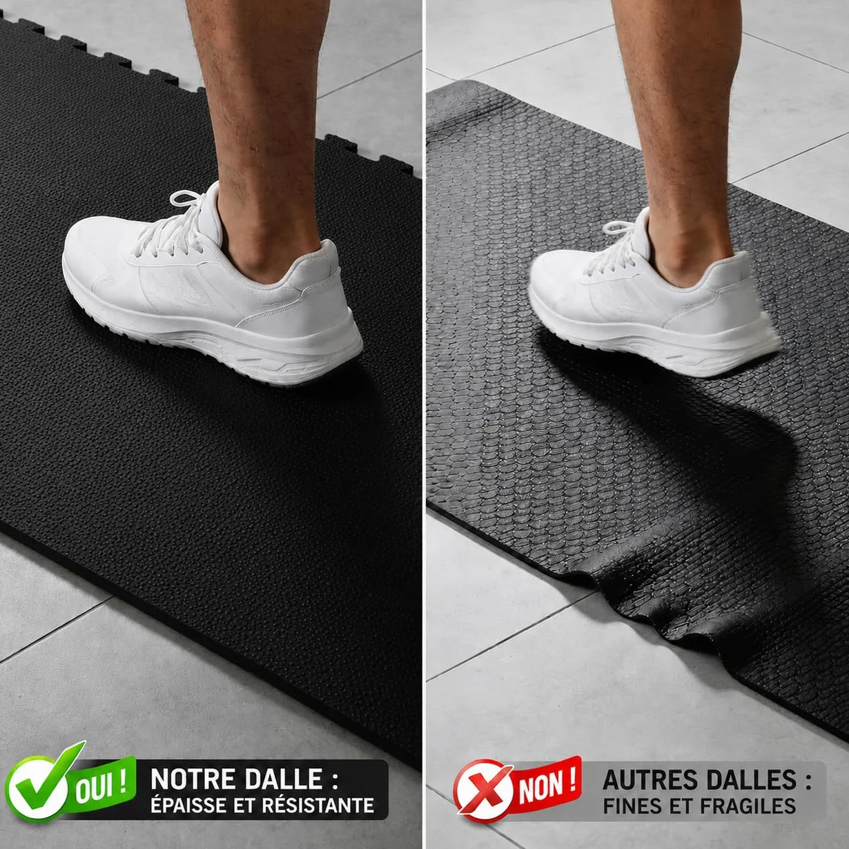 LPVS Tapis de Sol Dalles Protection Sport 18 Dalles Mousse 1.2 cm Épaisseur 27 Bordures Antidérapant Anti Bruit Puzzle Fitness sans BPA