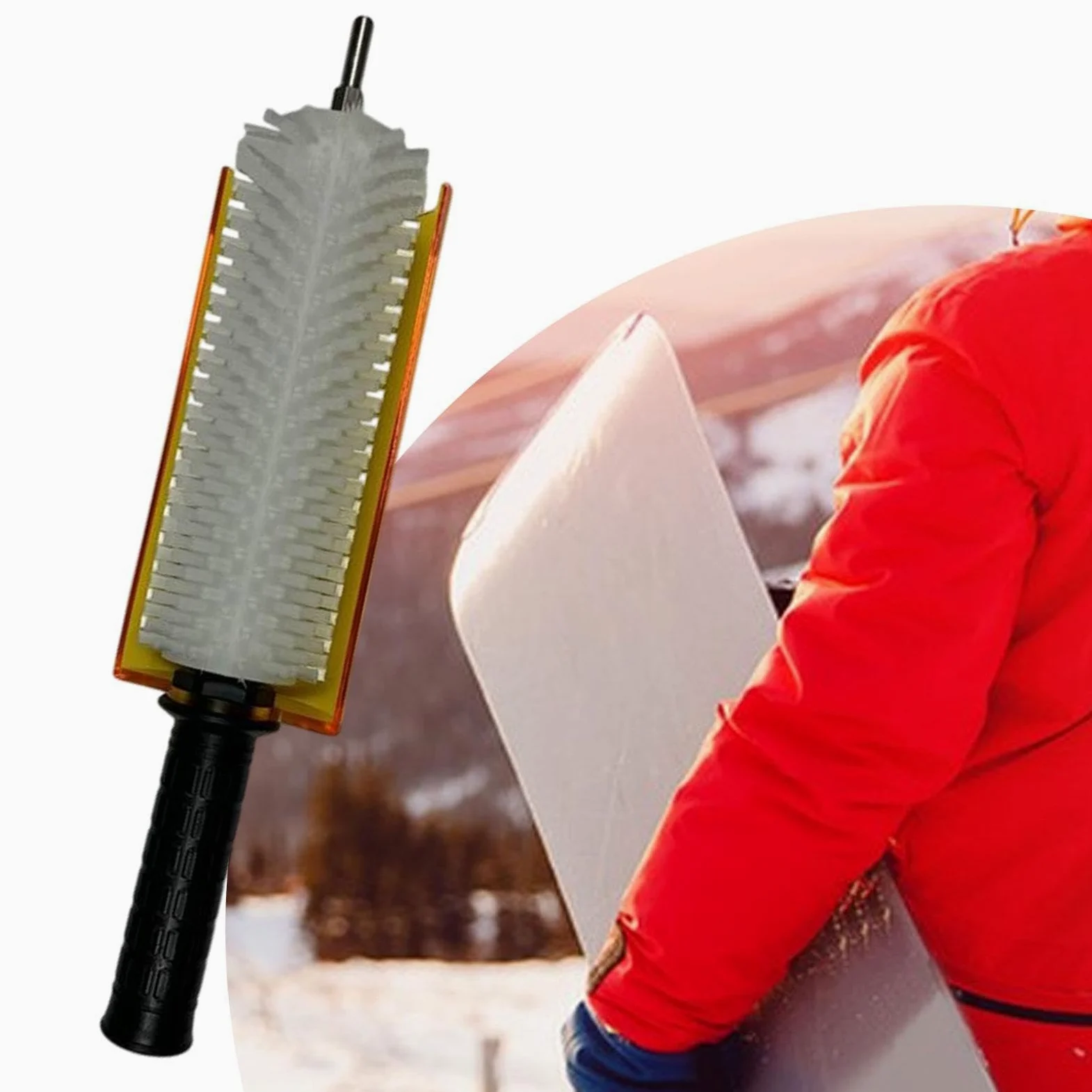 Kit de Housse de Manche de Brosse à Ski, Brosse de Fartage de Ski, Brosse à Rouleau Portable, Entretien de Snowboard, Brosse à Farter de Ski, Nylon