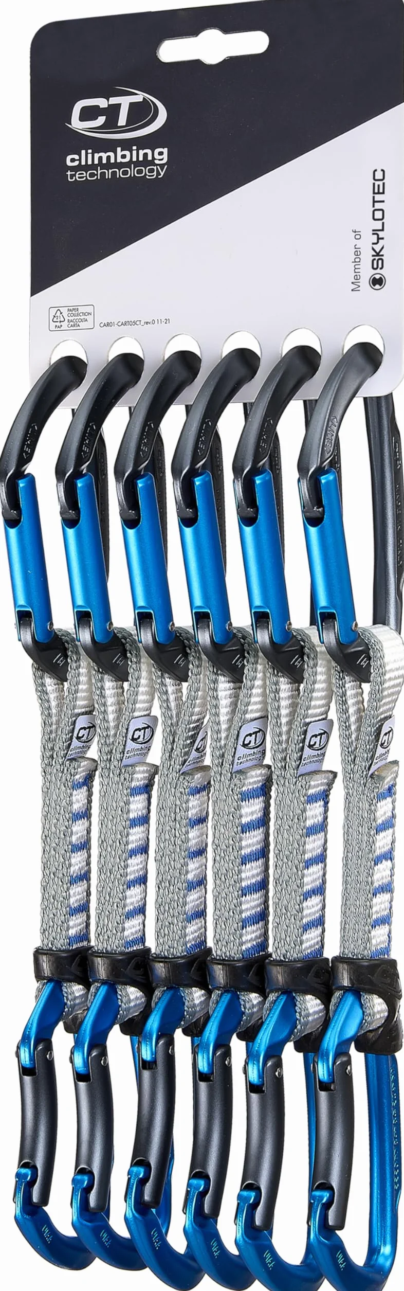 Climbing Technology Lime Set NY 12 cm Mousqueton Forme D Bleu Nylon 2 Unités 200 kg Auto-verrouillant