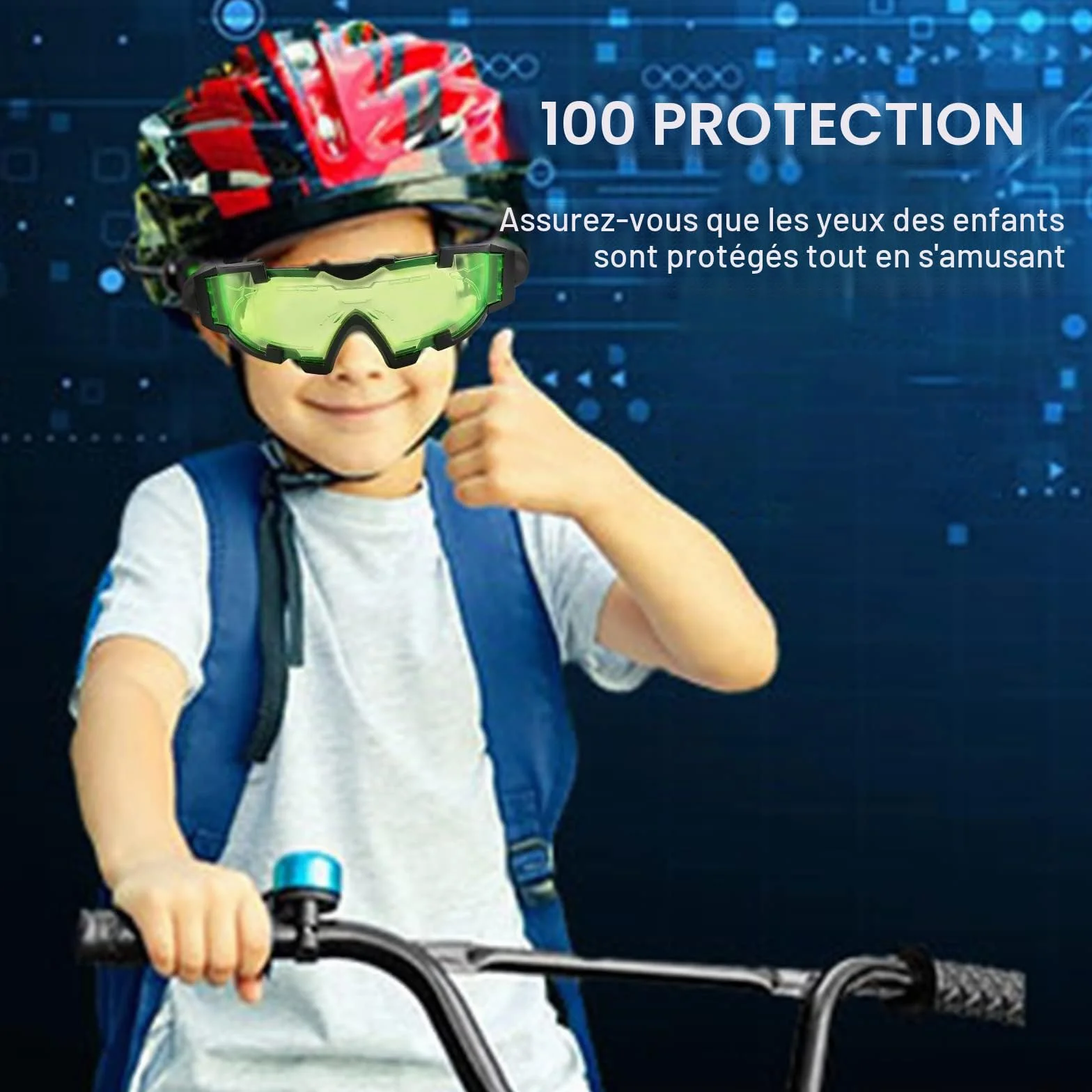 Lunettes de Vision Nocturne Wovatech pour Enfants avec Lentille Verte et Lumières Rabattables